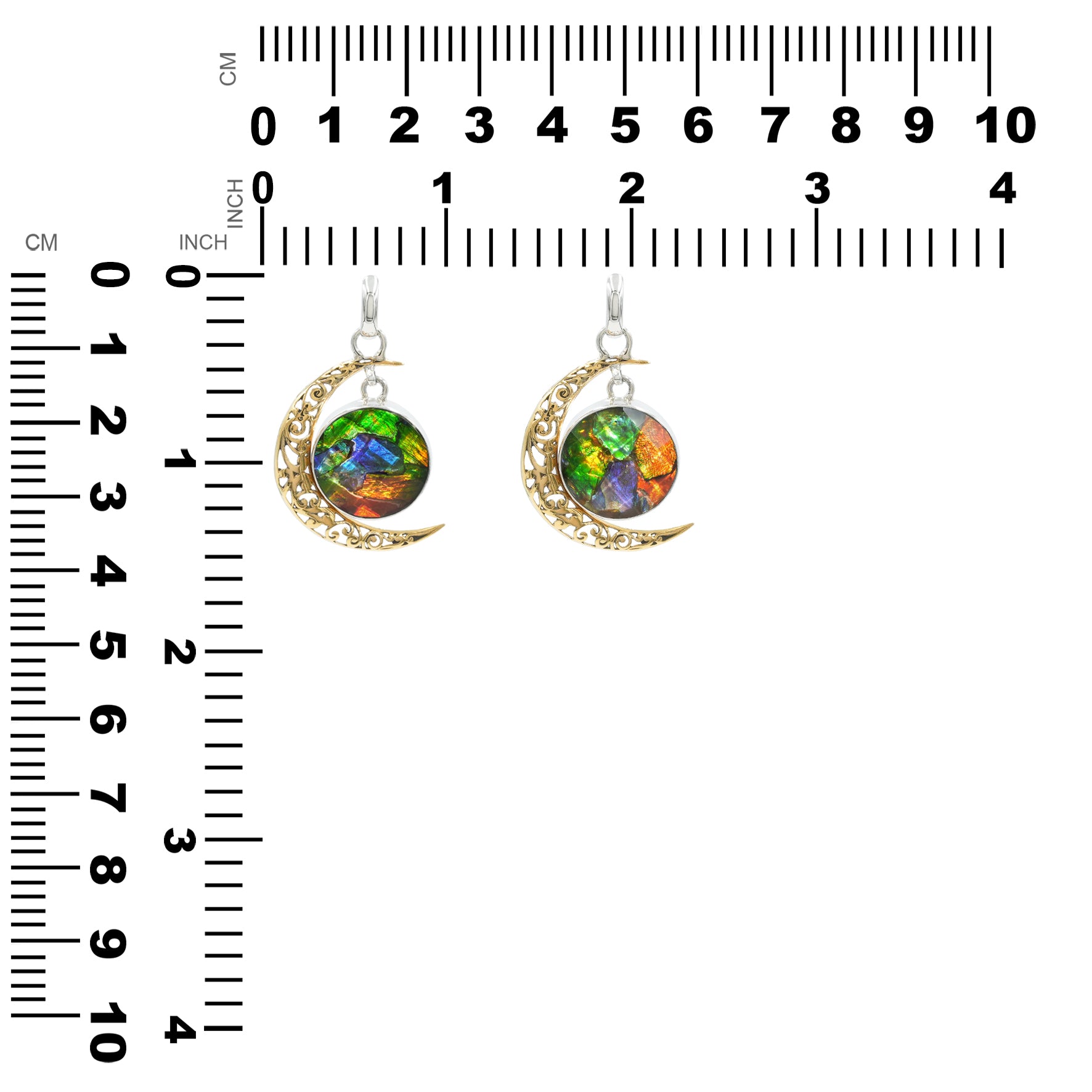 Starborn Facettiertes Ammolit-Doublet mit Halbmond-Akzent-Anhänger aus Sterlingsilber 