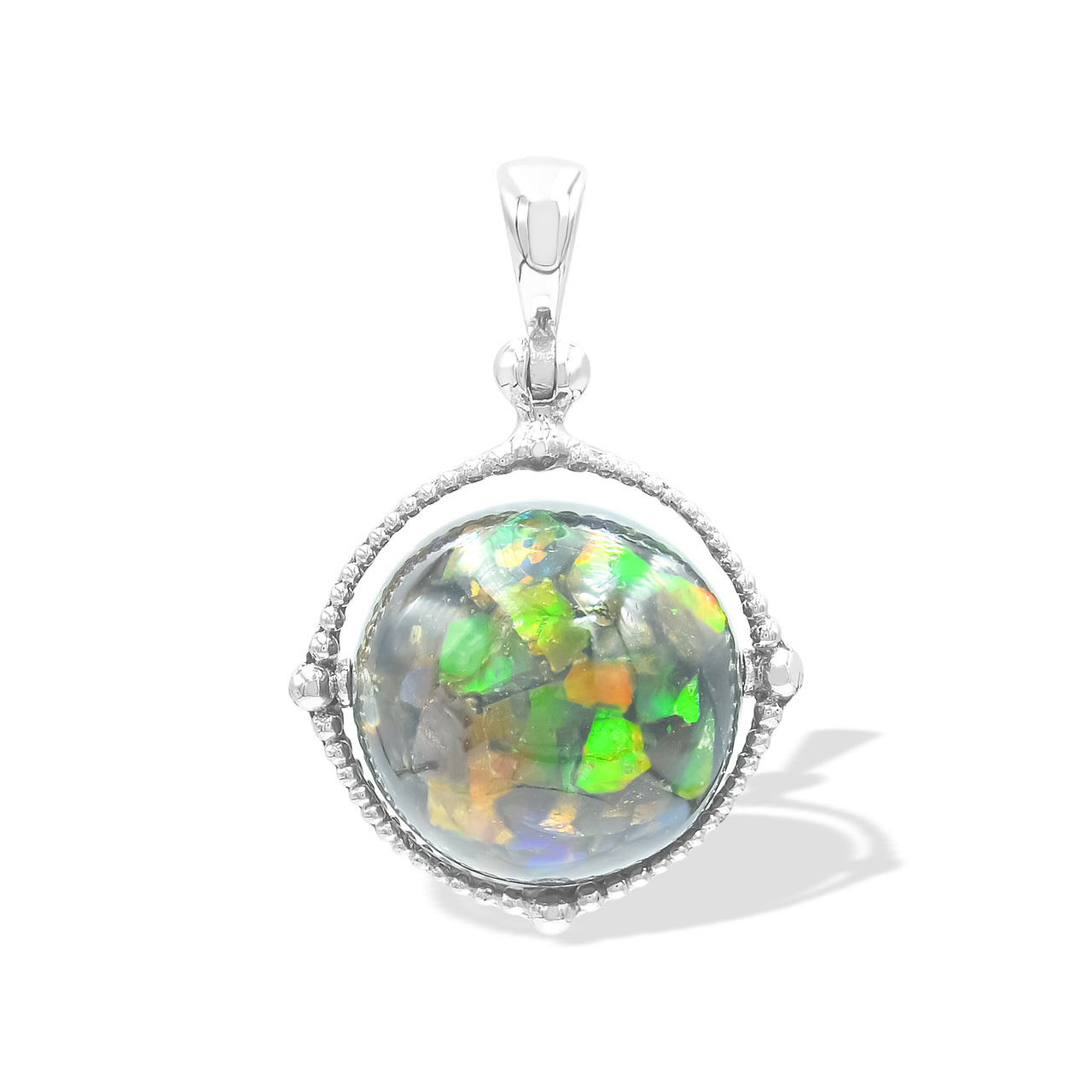 Colgante de esfera táctil giratoria con piedras preciosas Starborn en plata de ley