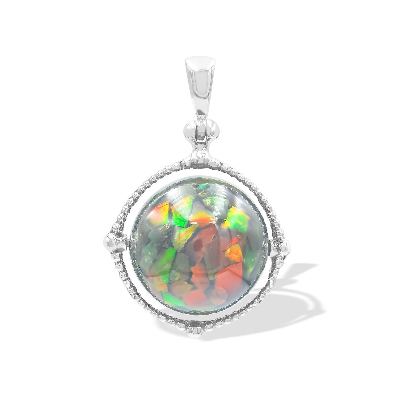 Starborn Gemstone Spinning Tactile Sphere Pendant in Sterling Silver