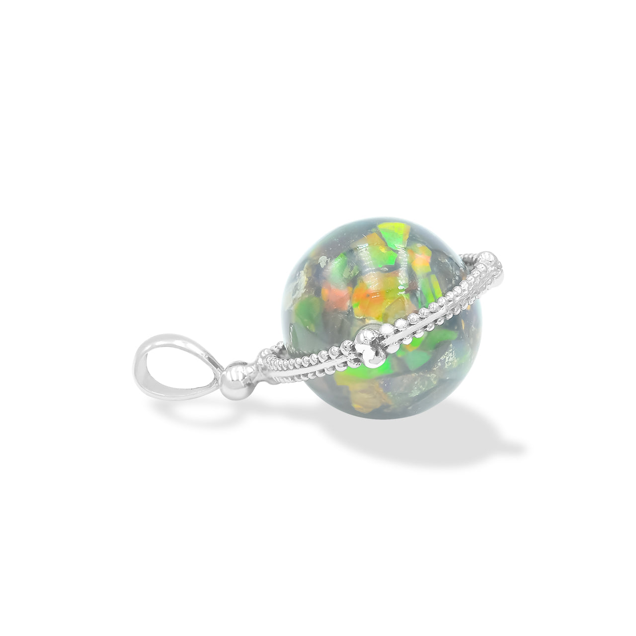 Colgante de esfera táctil giratoria con piedras preciosas Starborn en plata de ley
