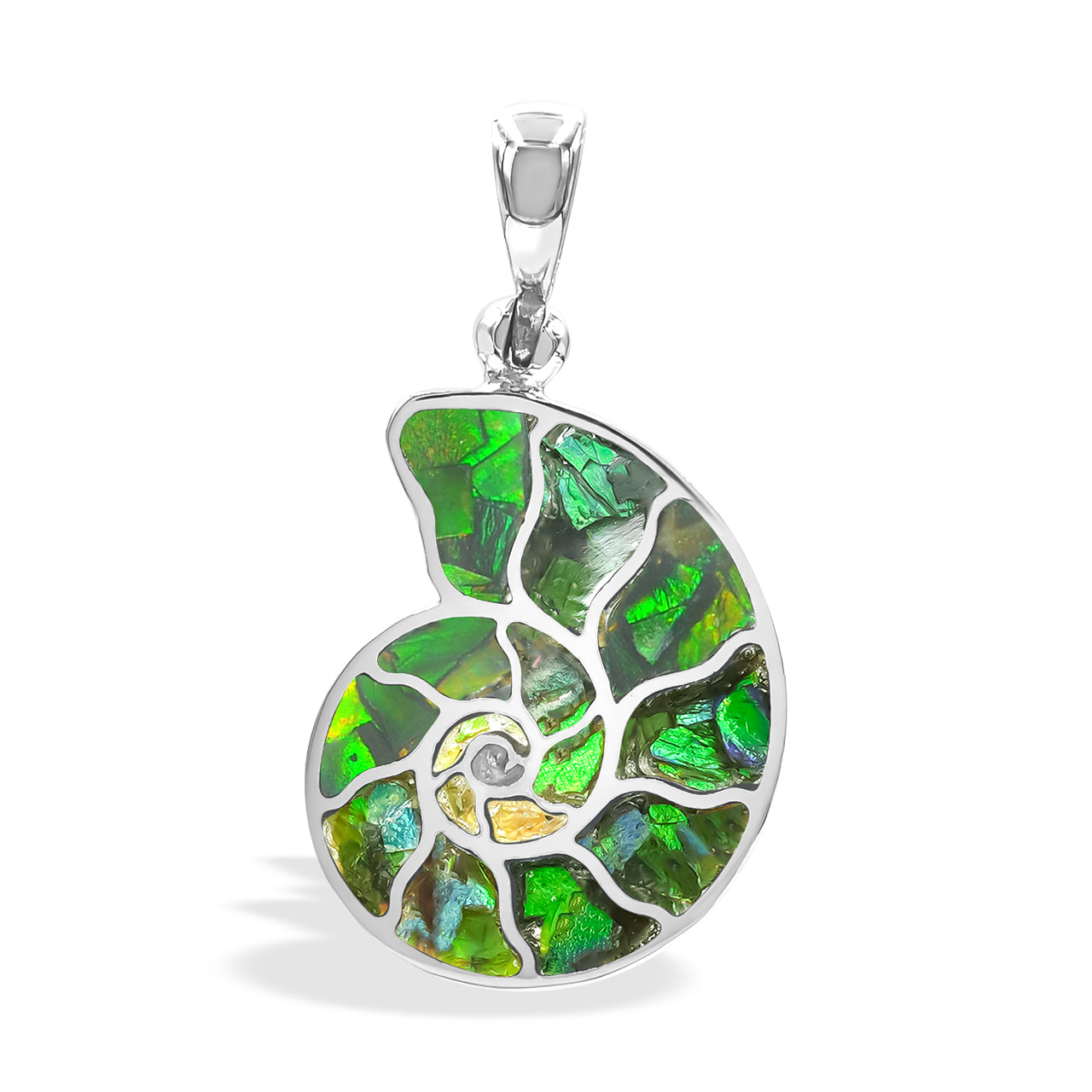Colgante Nautilus de ammolita Starborn en plata de ley