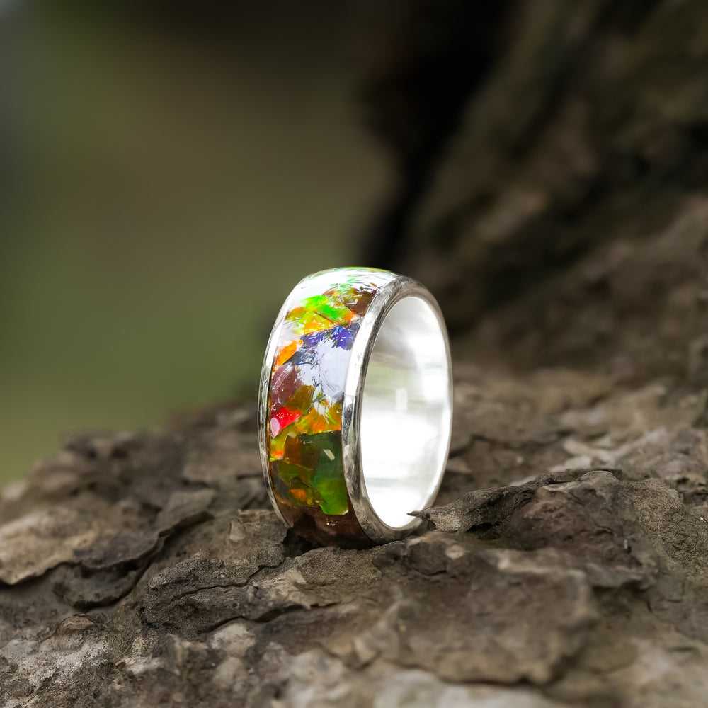 Starborn Ammolite Inlay Ring in Fine Sterling Silver Starborn