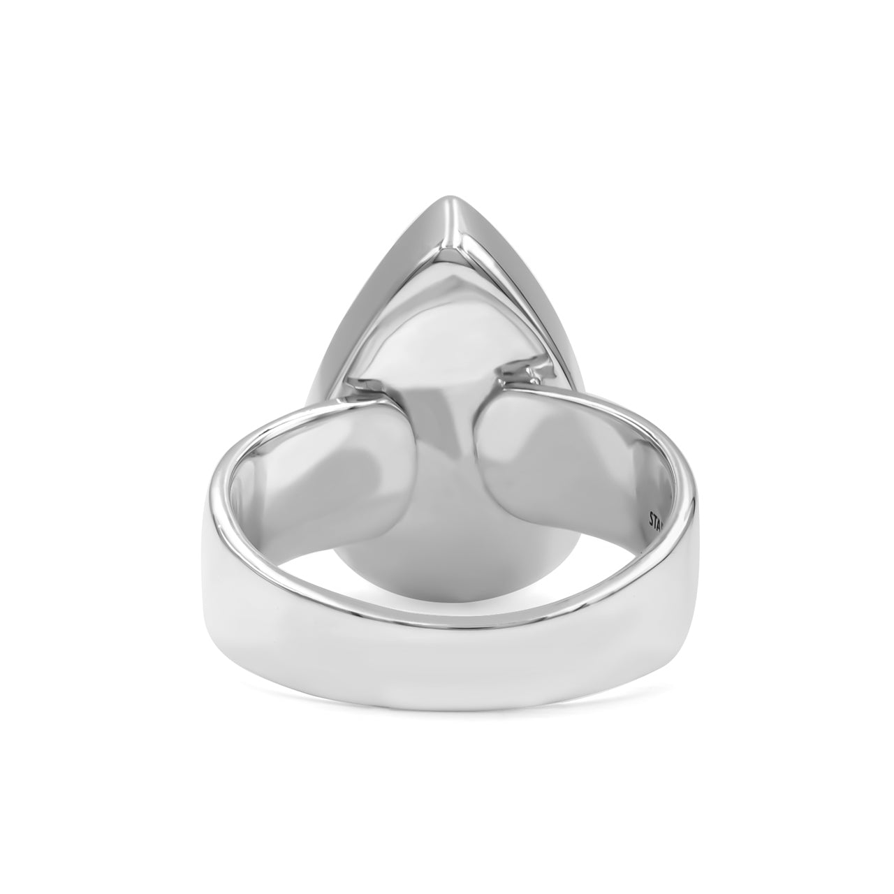 Starborn Ammolite Pear Cabochon Ring in Sterling Silver
