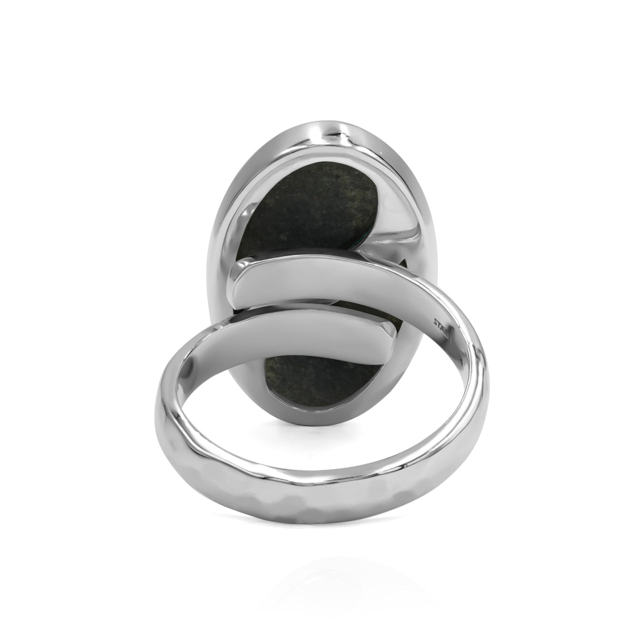 Starborn Colorful Ammolite Yin & Yang Oval Ring in Fine Sterling Silver