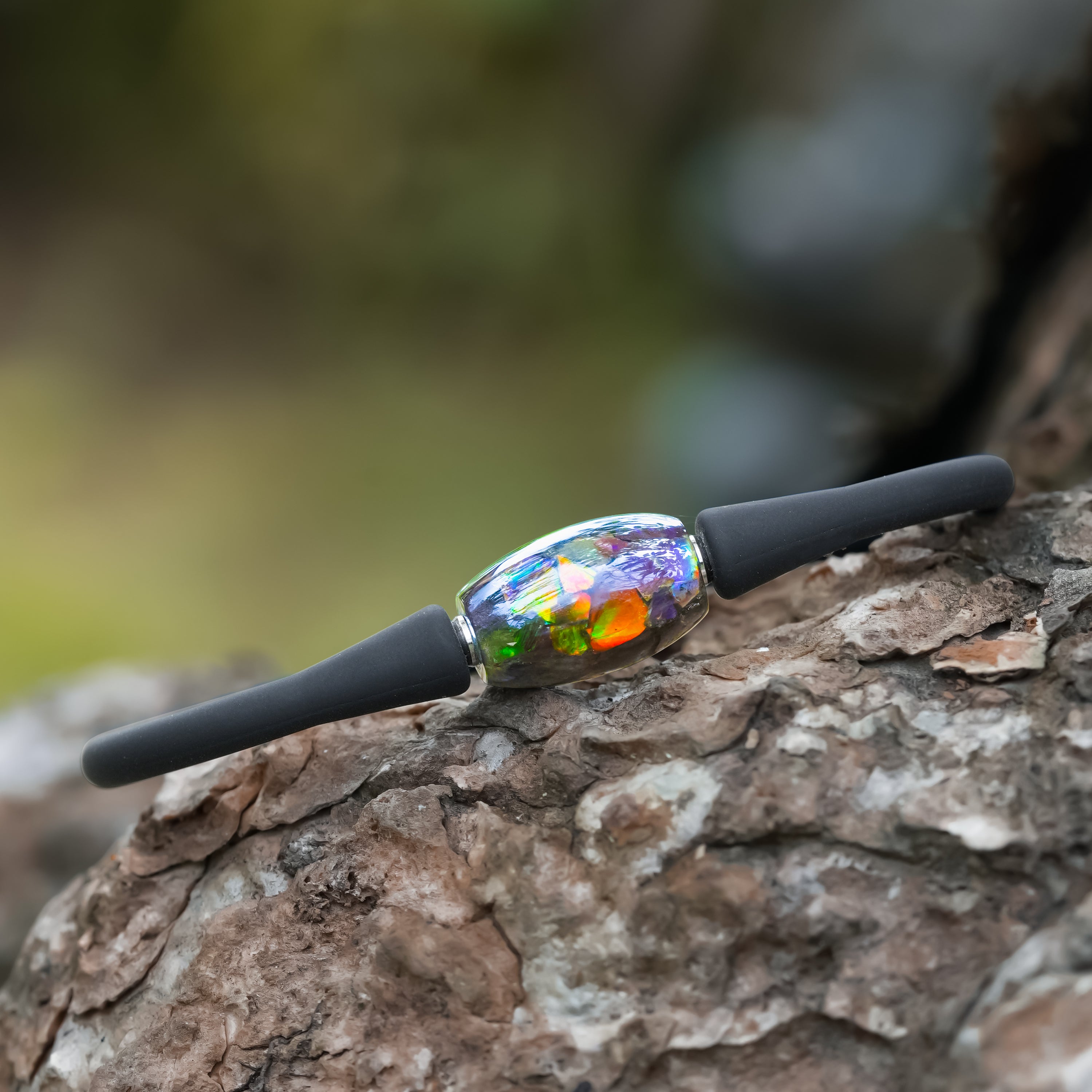 Starborn Ammolite Drum Bead on Silicone Bracelet