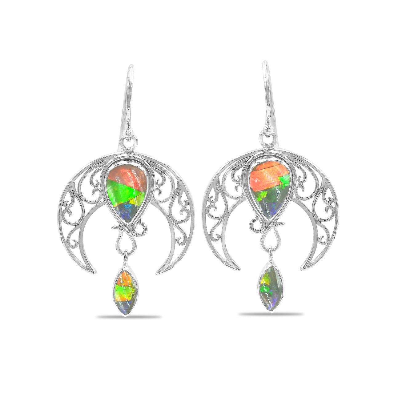 Starborn Ammolite Celestial Pendant and Earring Set in Sterling Silver