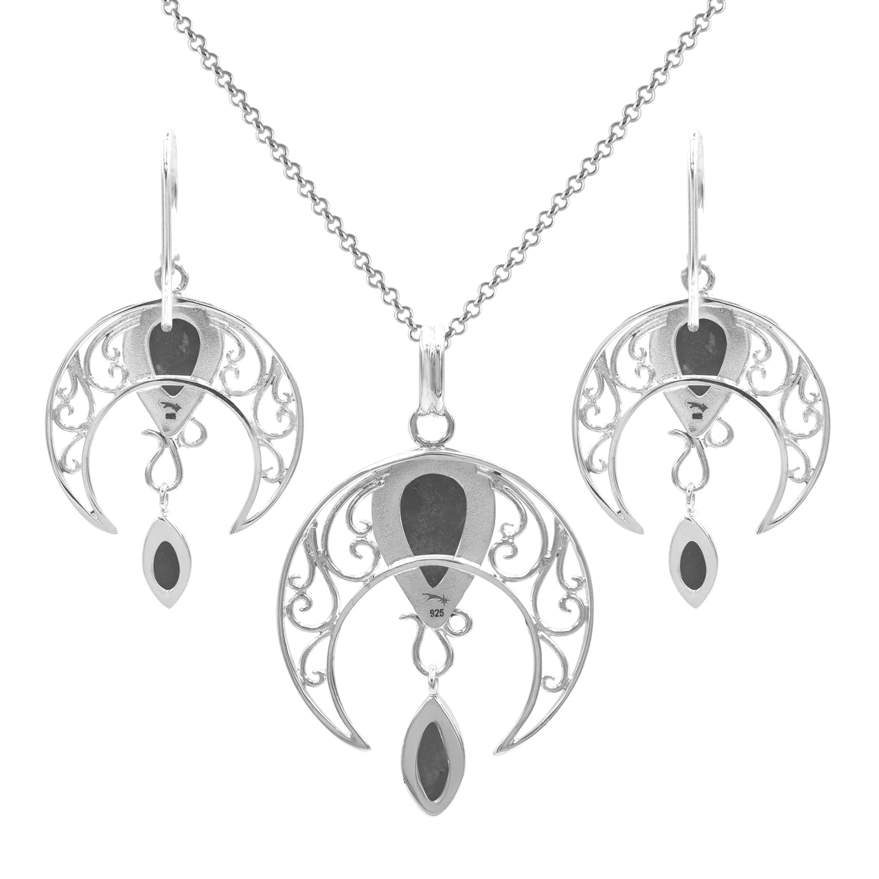 Starborn Ammolite Celestial Pendant and Earring Set in Sterling Silver