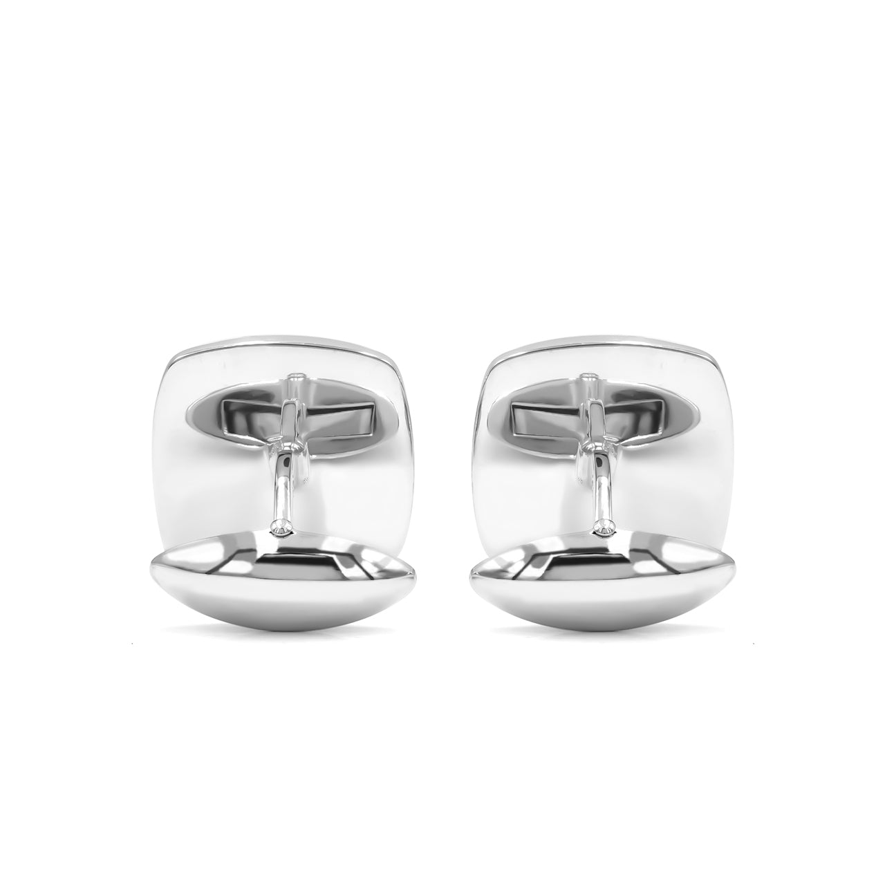 Starborn Sterling Silver Cushion-Cut Fossilized Ammonite Cuff Links