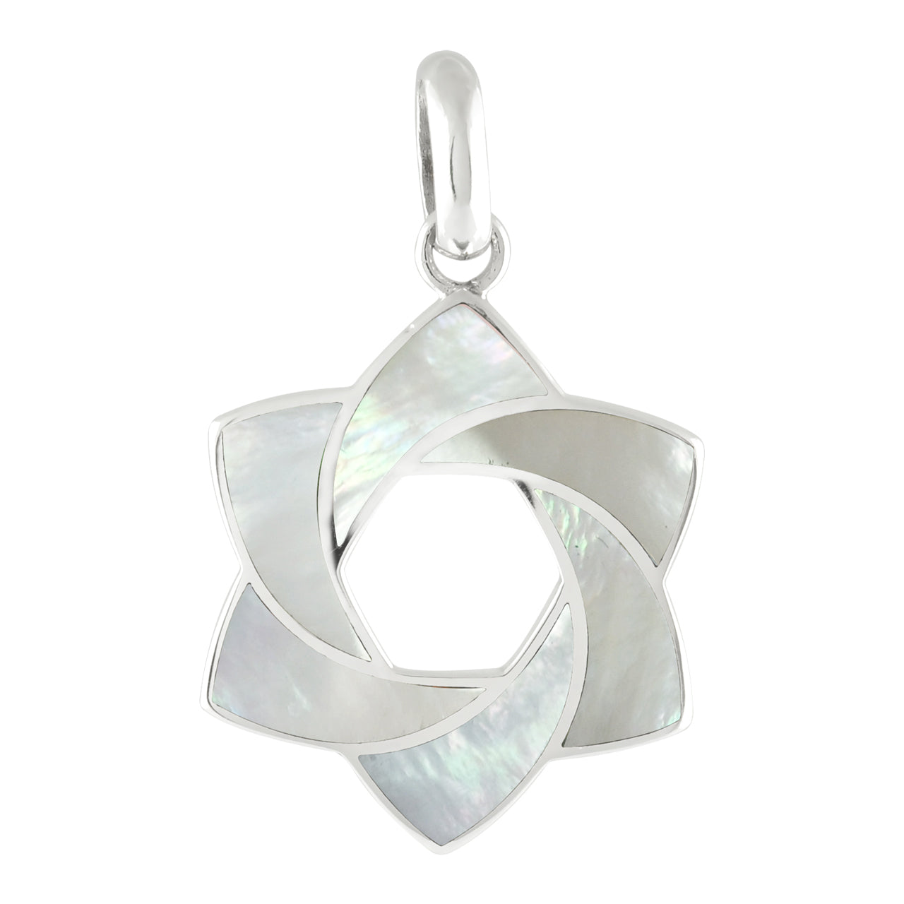 Colgante con forma de estrella de seis puntas y esfera de piedras preciosas en plata de ley