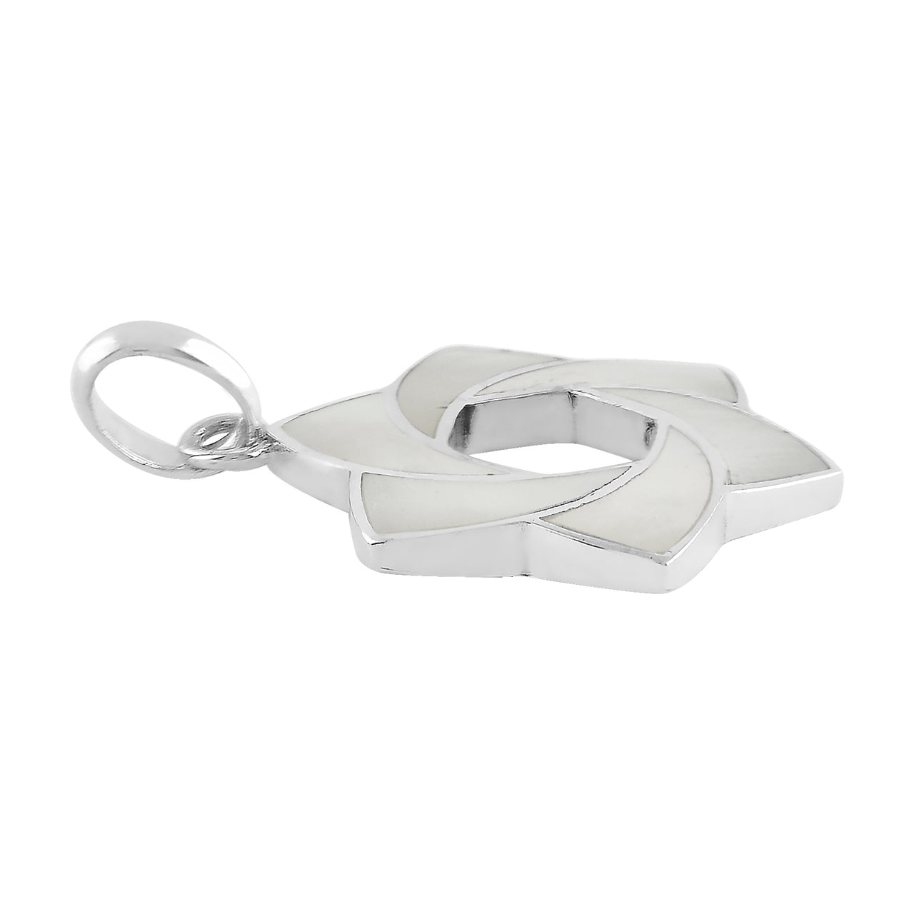 Colgante con forma de estrella de seis puntas y esfera de piedras preciosas en plata de ley