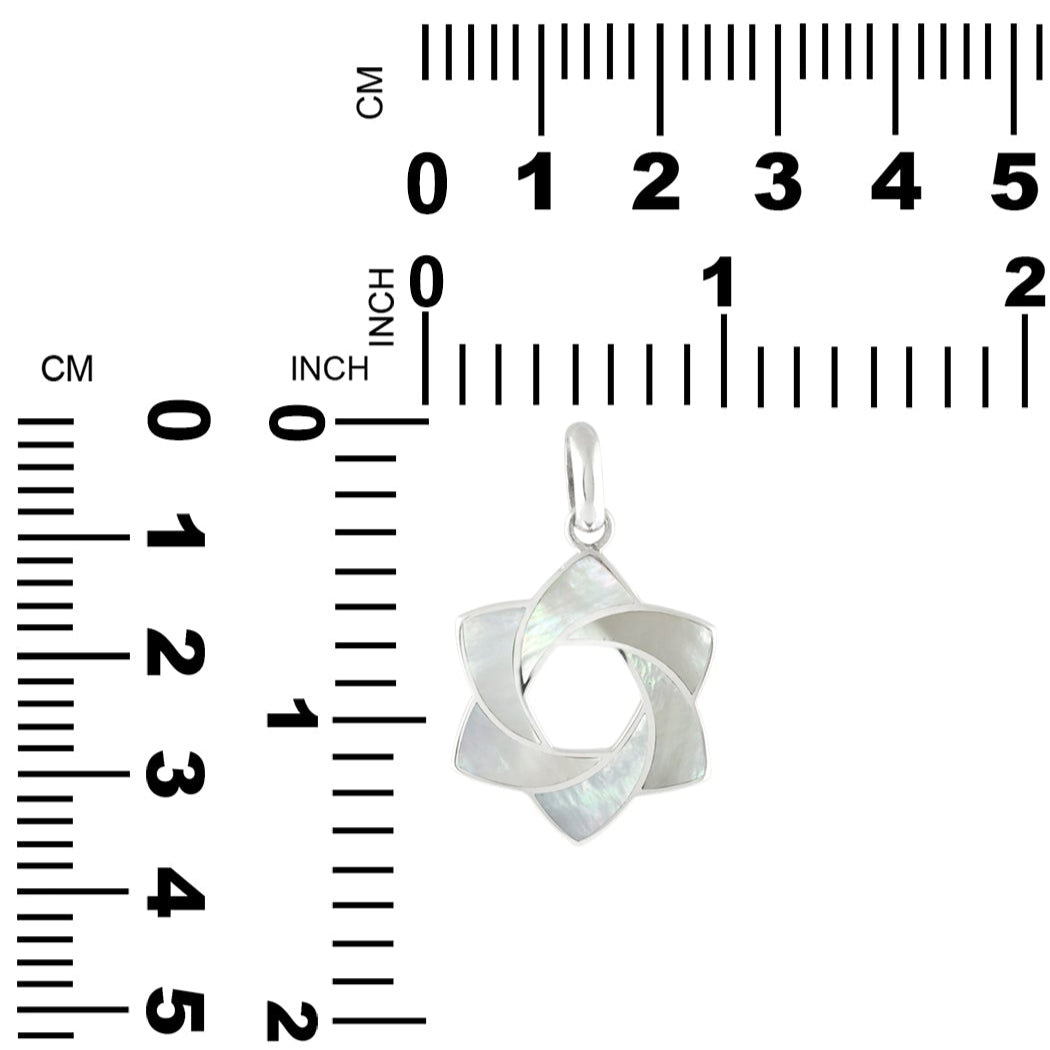 Colgante con forma de estrella de seis puntas y esfera de piedras preciosas en plata de ley