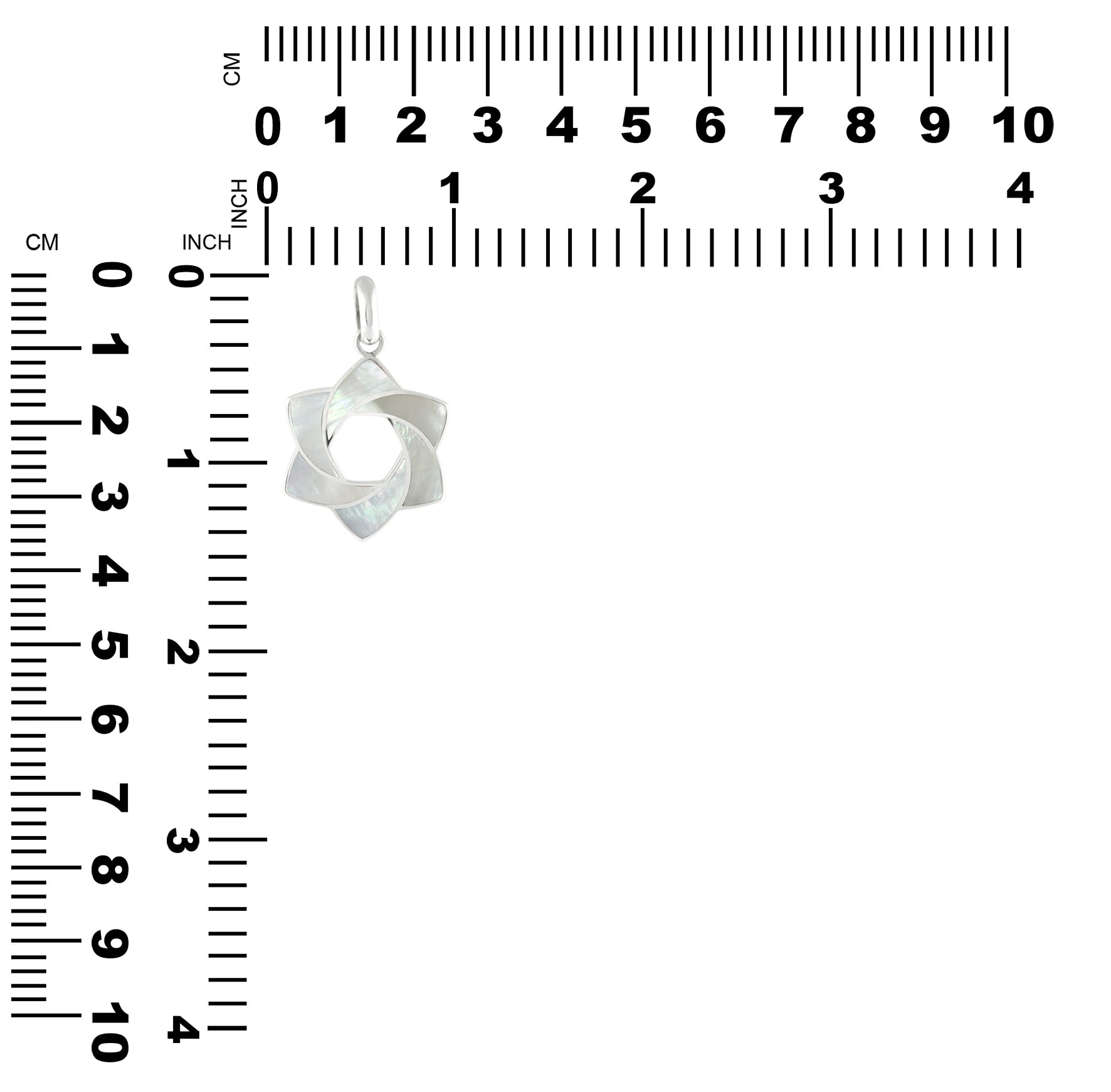 Colgante con forma de estrella de seis puntas y esfera de piedras preciosas en plata de ley