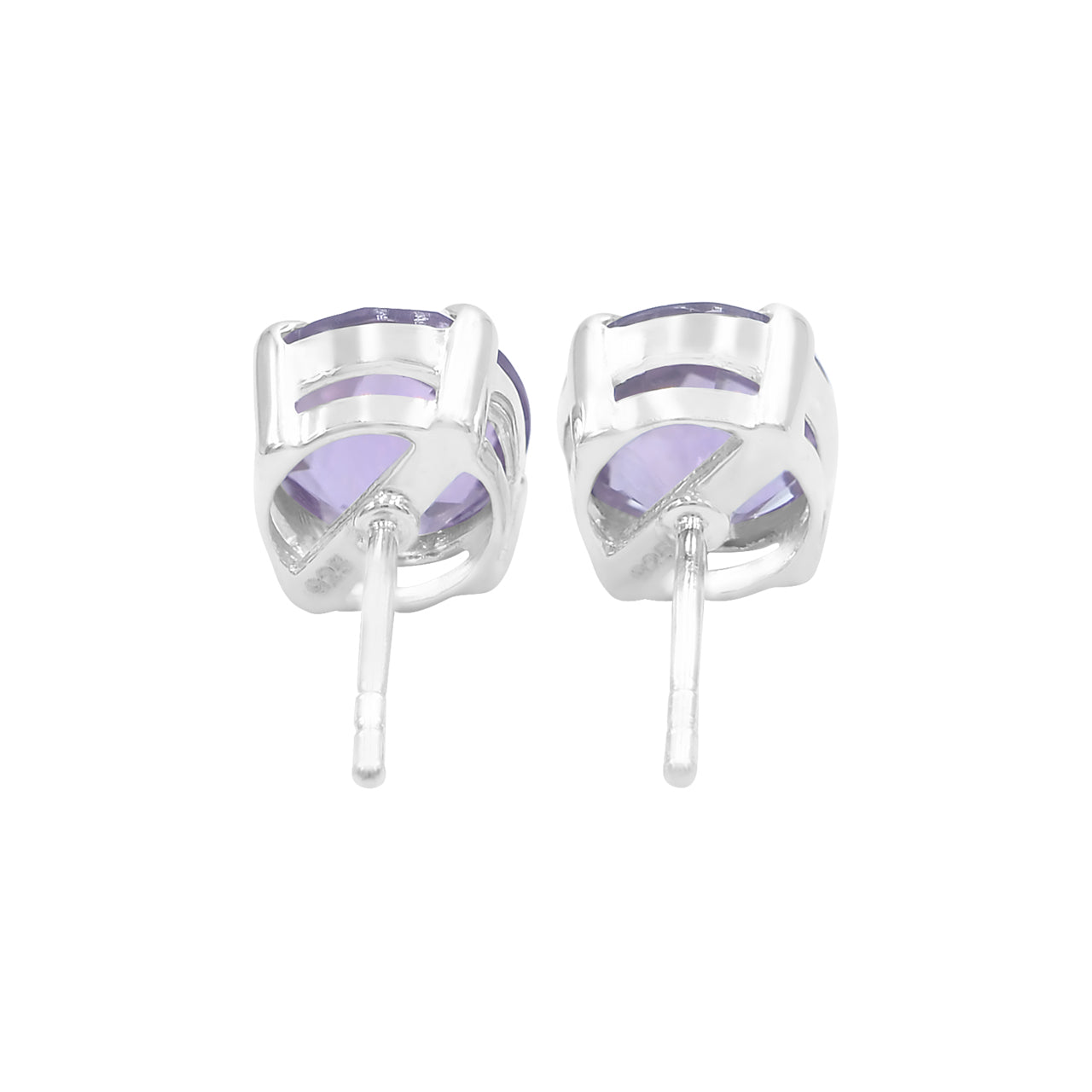 Starborn Amethyst Round Faceted Bezel Style Post Earrings in Sterling Silver