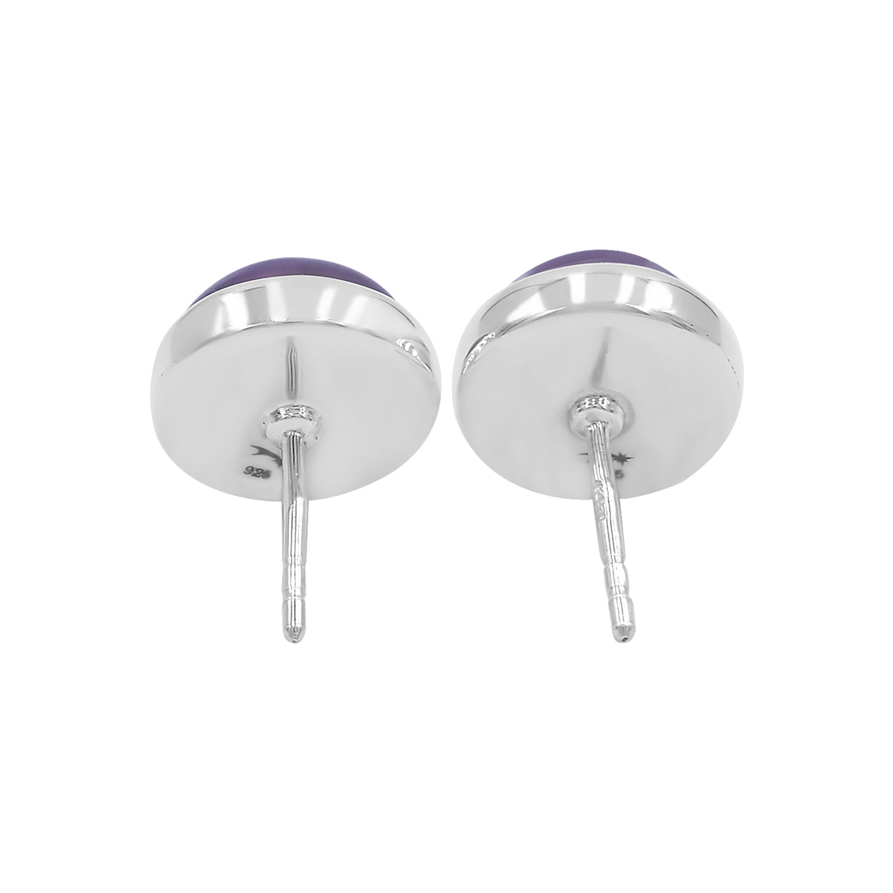 Starborn Amethyst Round Cabochon Post Style Earrings in Sterling Silver