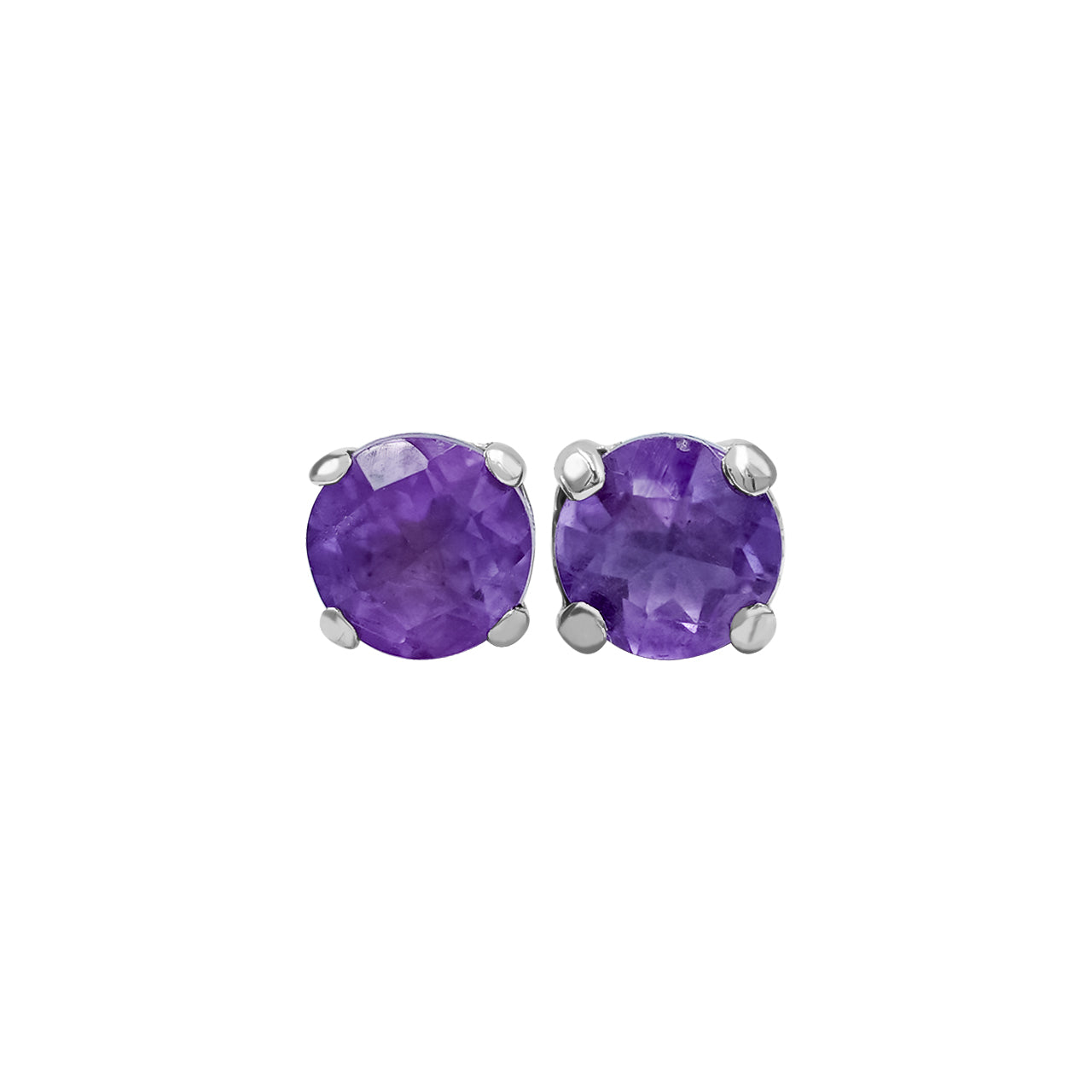 Starborn Faceted Gemstone Round 5 mm Post Earrings in Sterling Silver