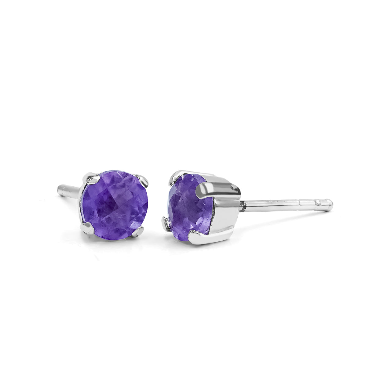 Starborn Faceted Gemstone Round 5 mm Post Earrings in Sterling Silver