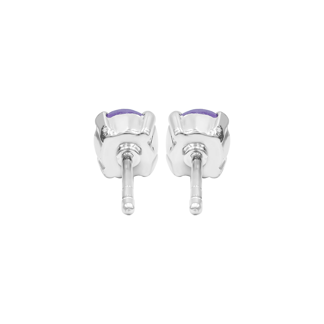 Starborn Amethyst Round Faceted Bezel Style Post Earrings in Sterling Silver