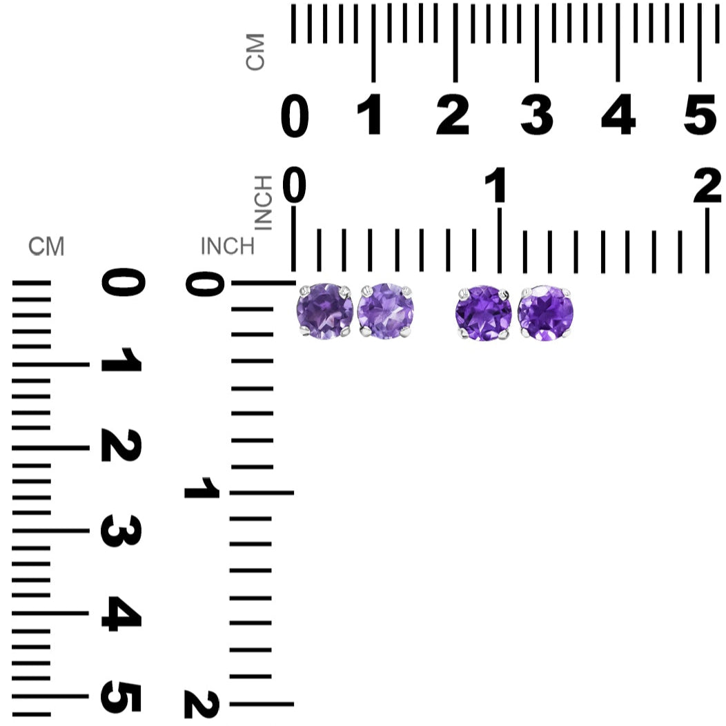 Starborn Amethyst Round Faceted Bezel Style Post Earrings in Sterling Silver