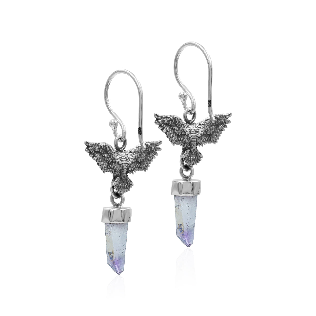 Starborn Vera Cruz Amethyst Crystal in Sterling Silver Eagle Earrings