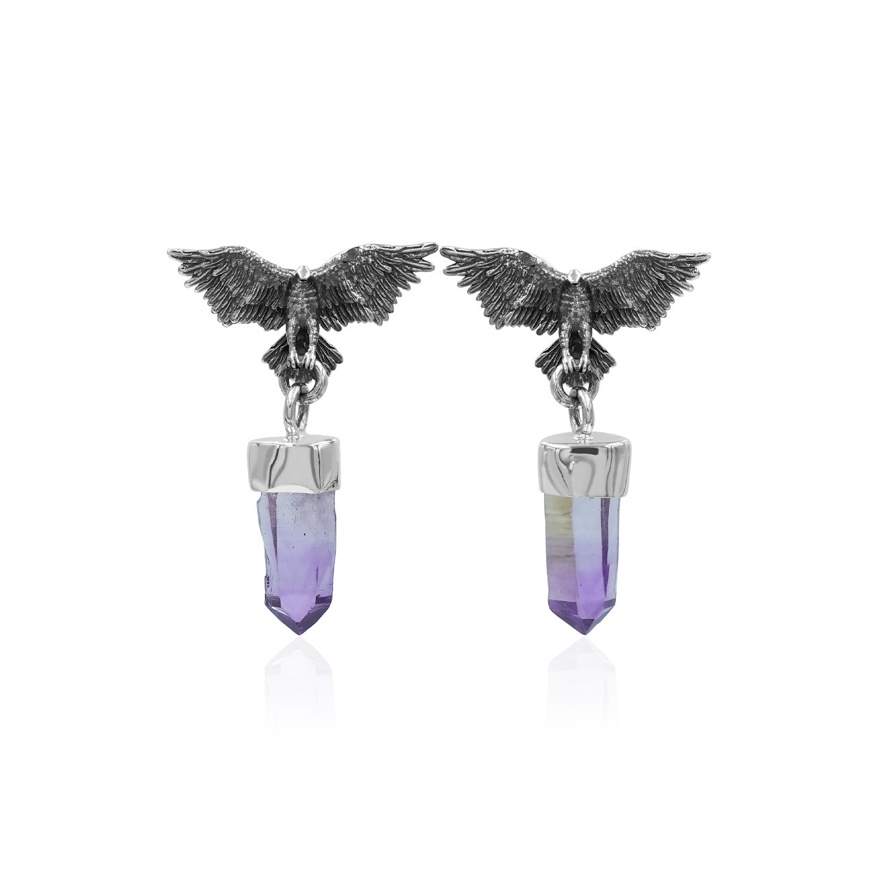 Starborn Vera Cruz Amethyst Crystal in Sterling Silver Eagle Earrings