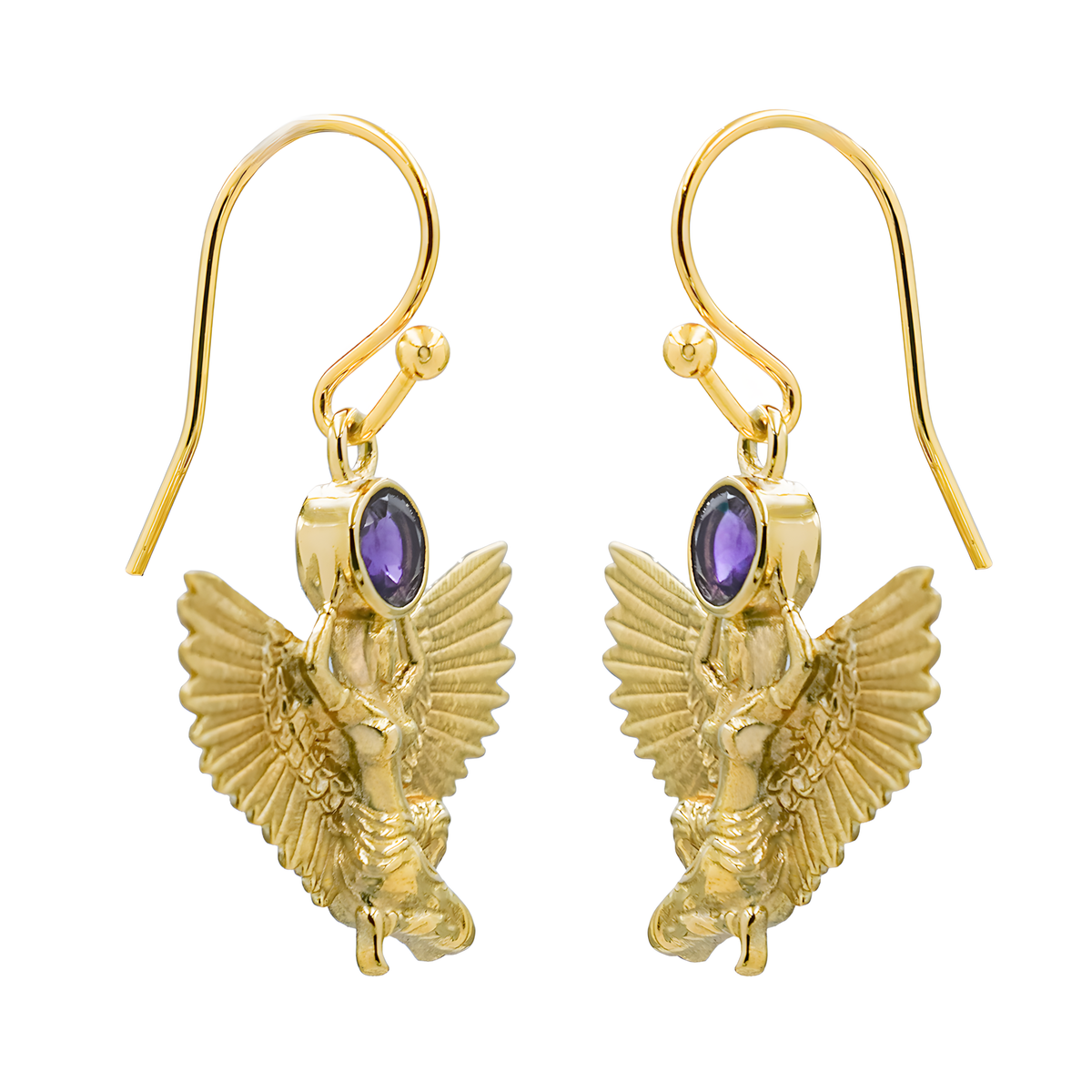 Starborn Faceted Amethyst Isis Earring in Nordic Gold