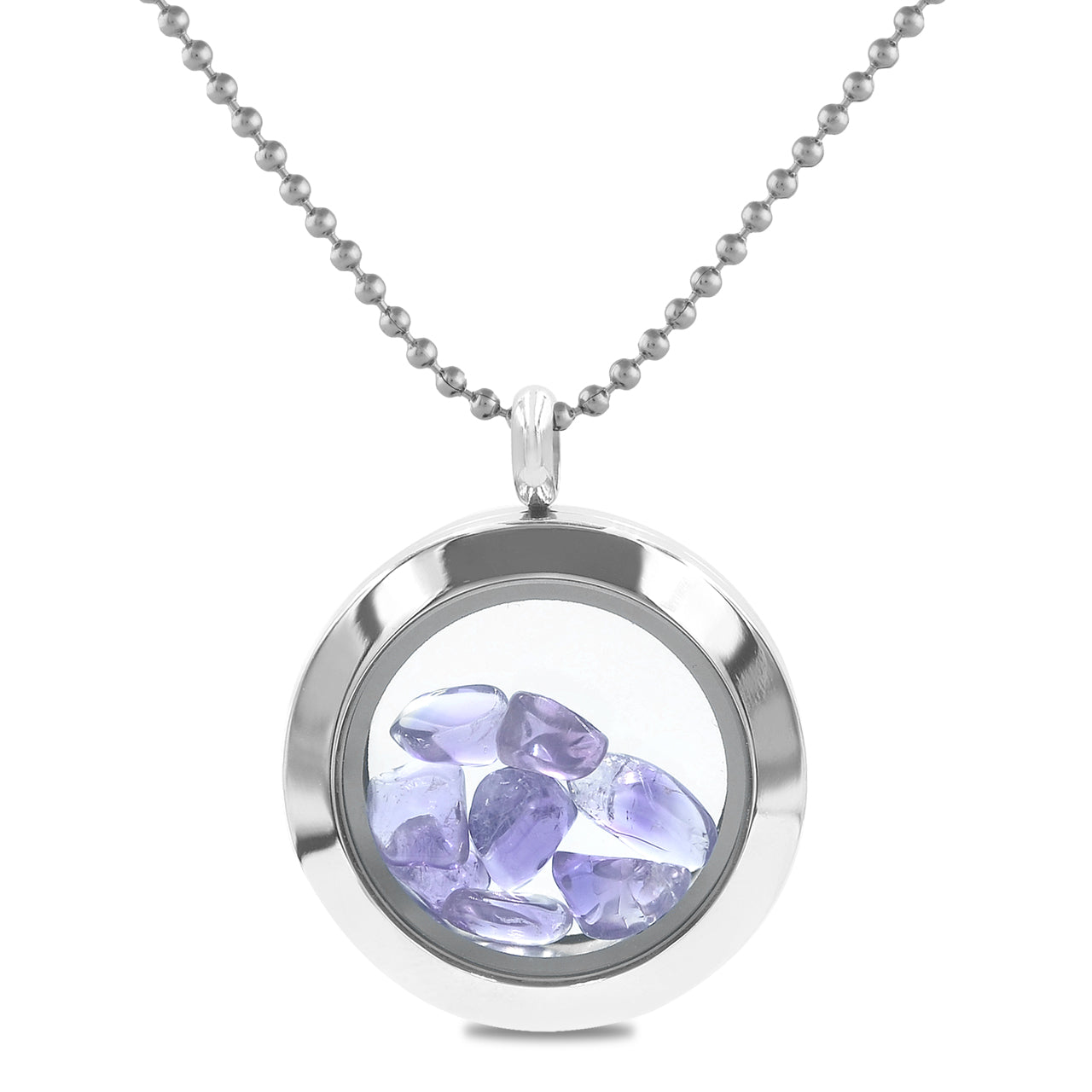 Starborn Amethyst Window Pendant Necklace in Stainless Steel