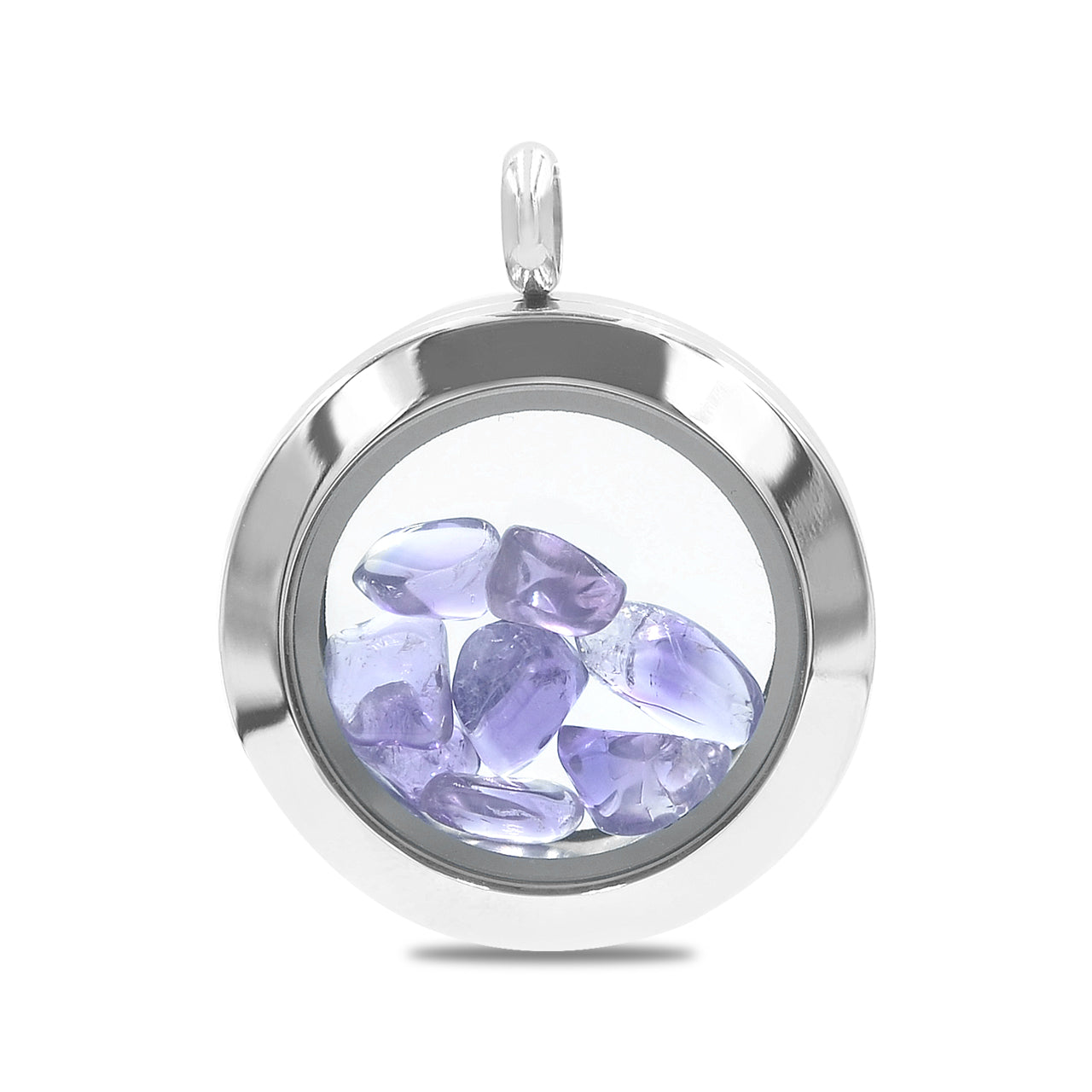 Starborn Amethyst Window Pendant Necklace in Stainless Steel