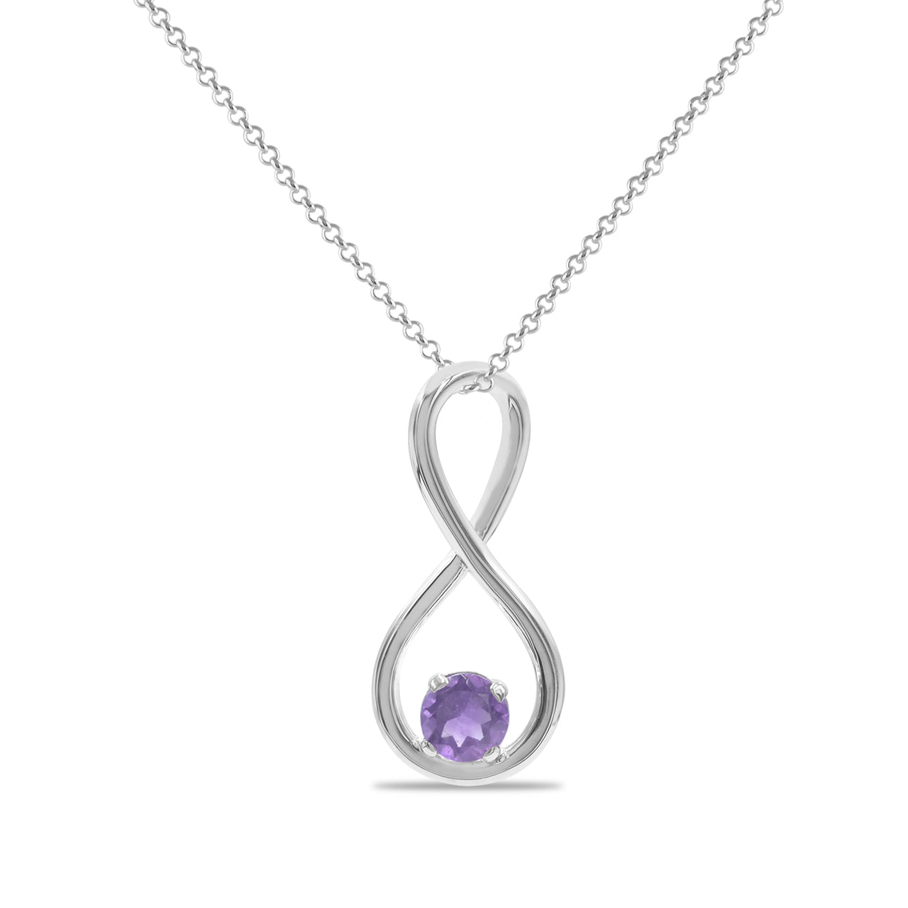 Starborn Faceted Amethyst Infinity Pendant in Fine Sterling Silver
