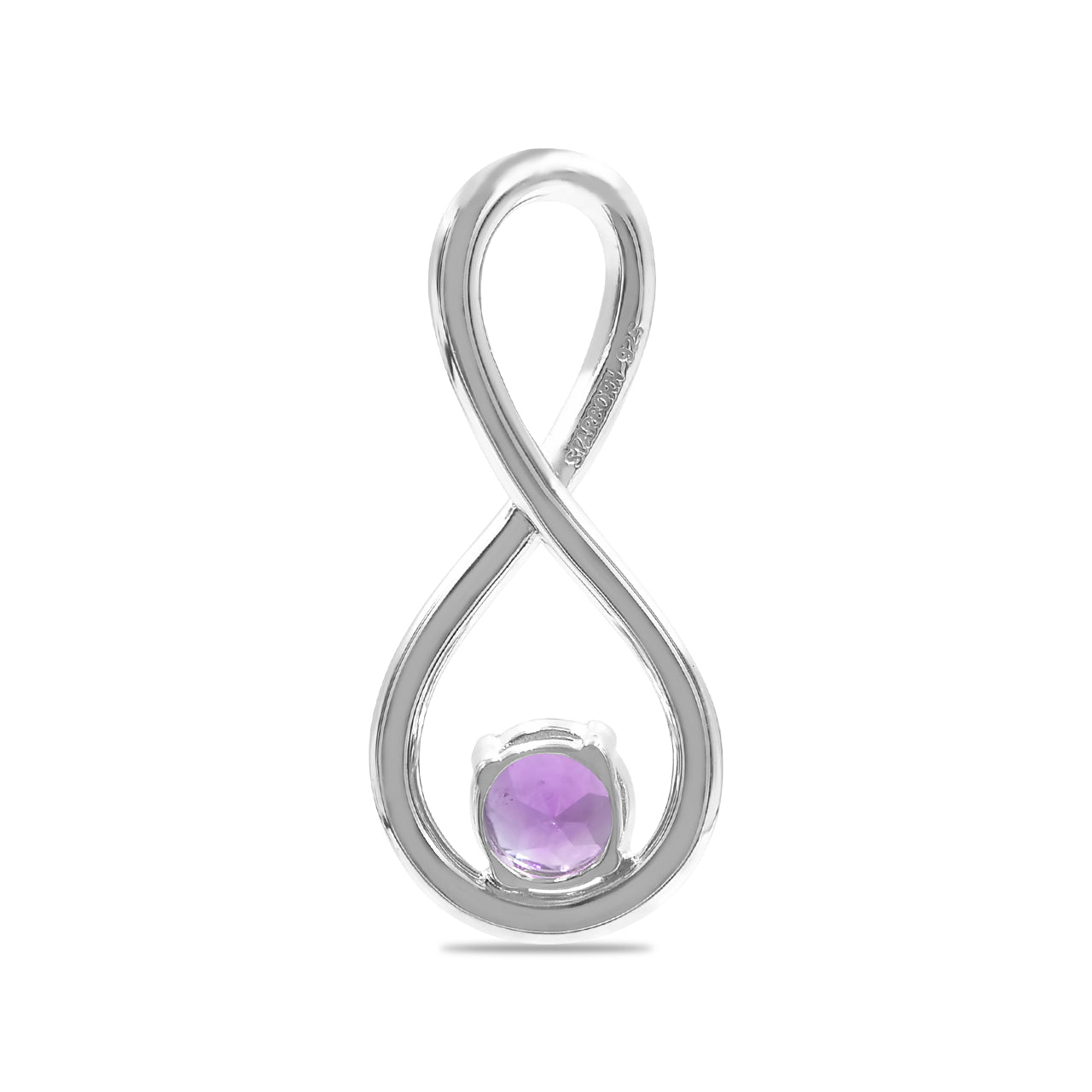 Starborn Faceted Amethyst Infinity Pendant in Fine Sterling Silver
