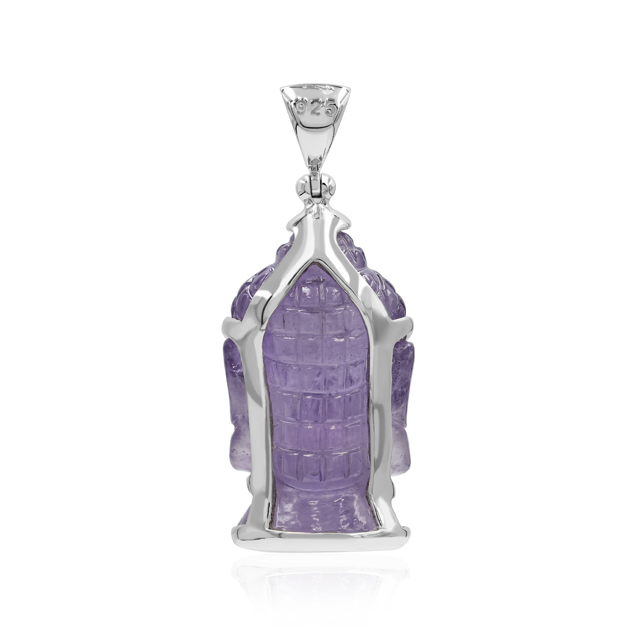 Starborn Carved Amethyst Buddha Head Pendant in Sterling Silver