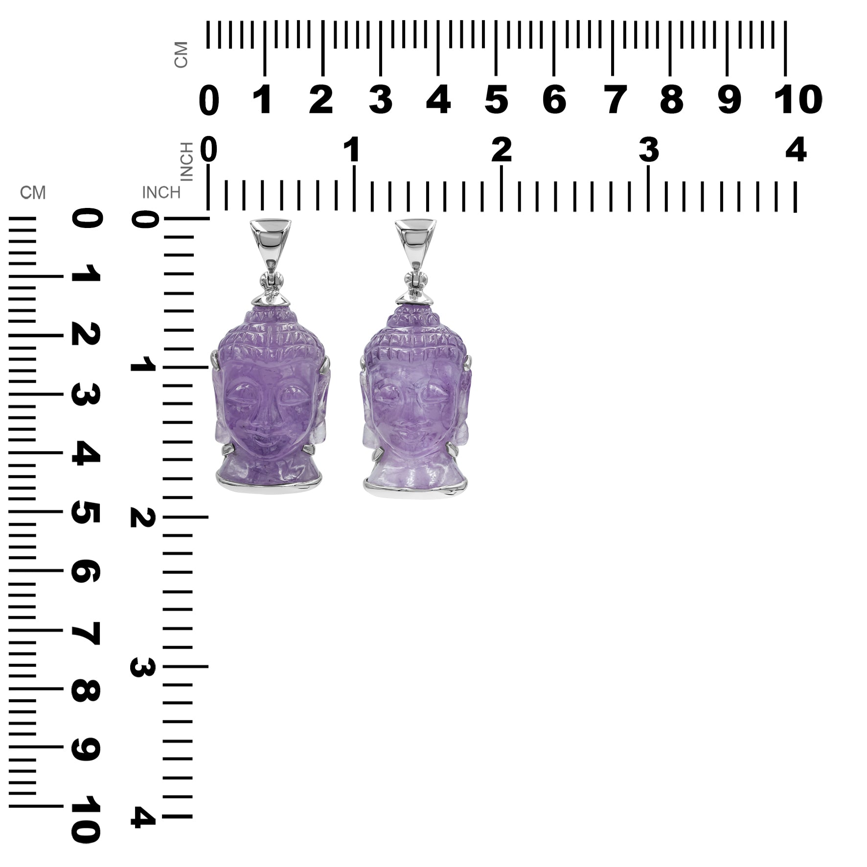 Starborn Carved Amethyst Buddha Head Pendant in Sterling Silver