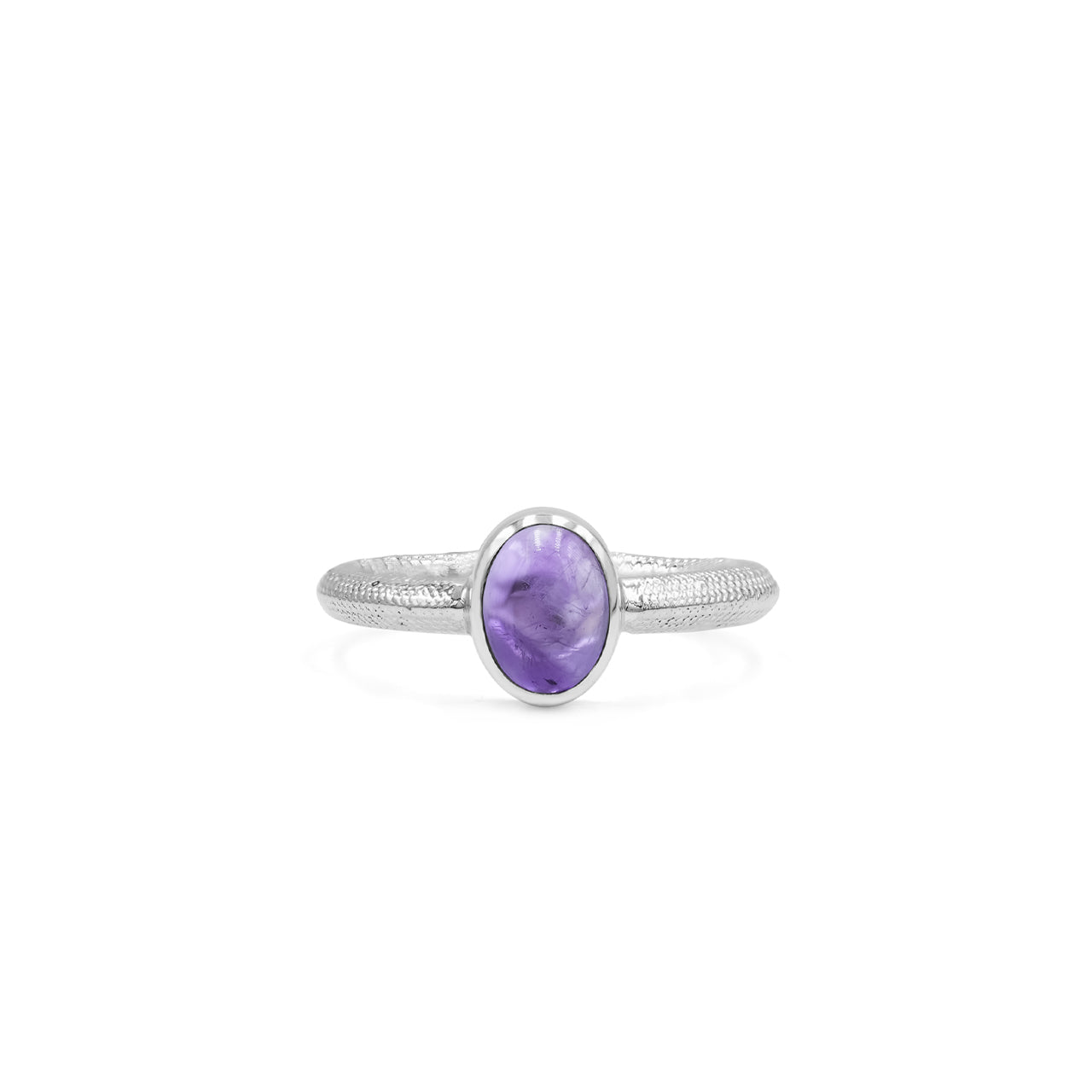 Starborn Amethyst Ouroboros Polished Oval Ring in Fine Sterling Silver
