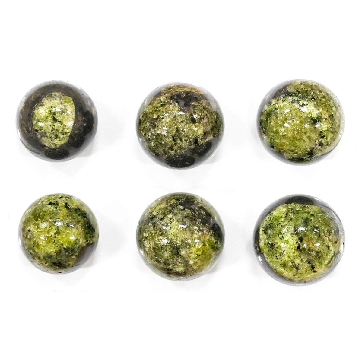 Esferas de peridoto Starborn de Arizona 1000 gramos - 6 piezas