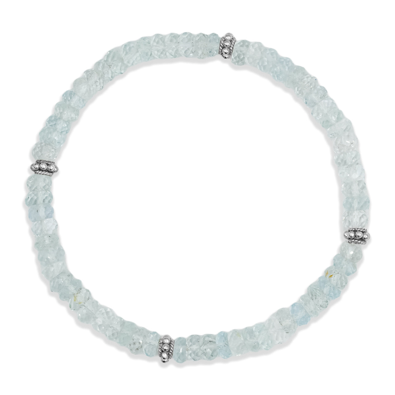 Starborn Aquamarine Rondelle Faceted Bead Bracelet