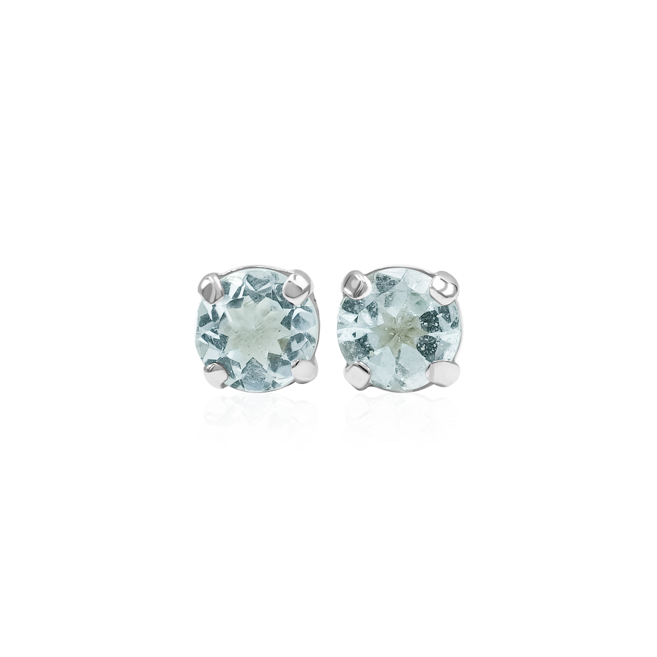 Starborn Faceted Gemstone Round 5mm Post Earrings in Sterling Silver
