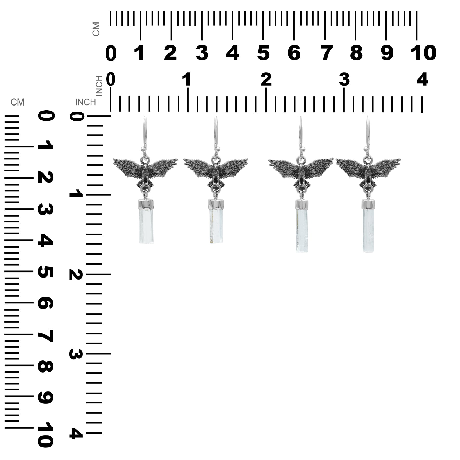 Starborn Aquamarine Crystal in Sterling Silver Eagle Earrings