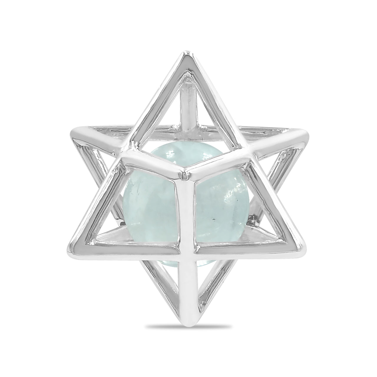 Colgante con esfera de piedras preciosas de jaula mediana Merkabah de Starborn en plata de ley