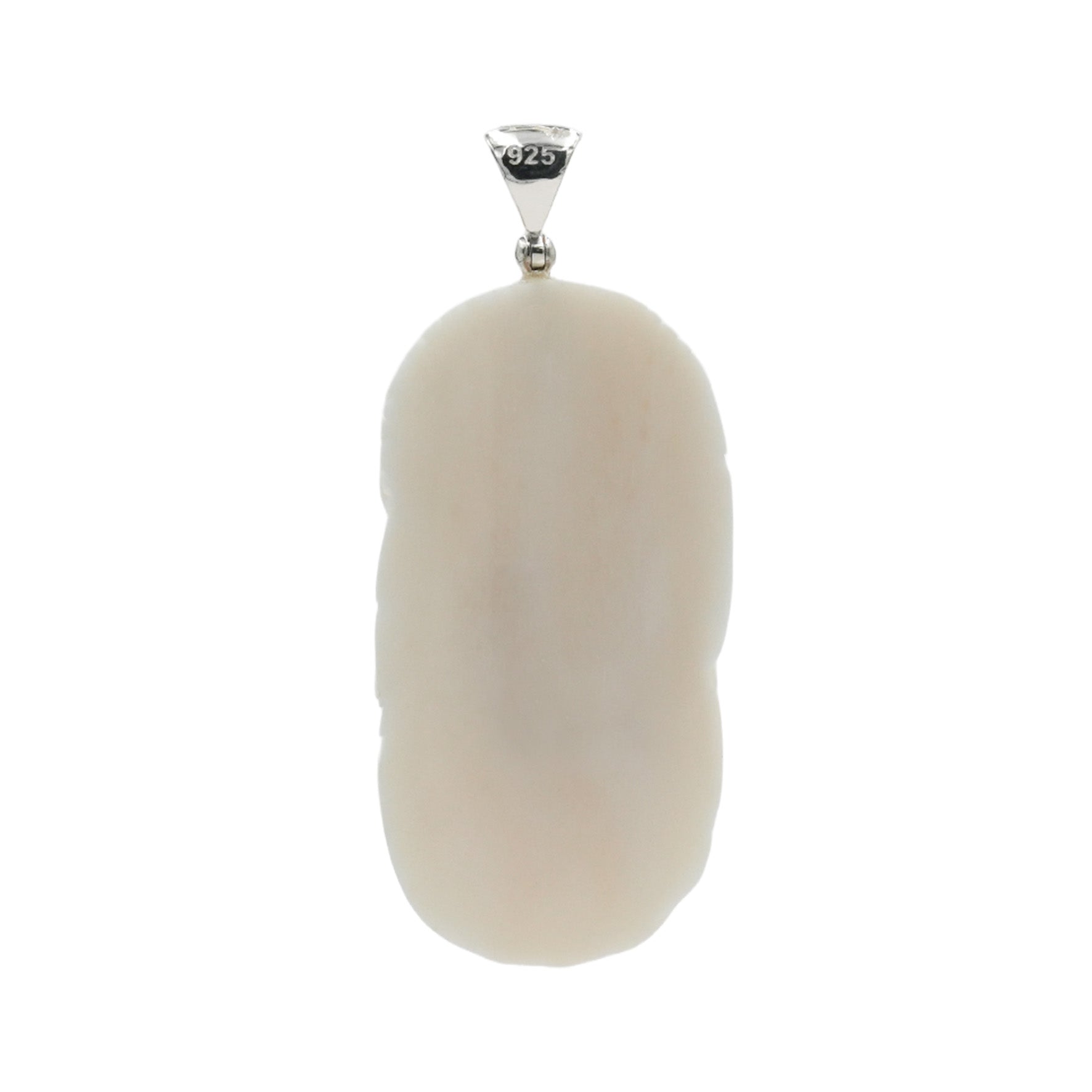 Starborn Carved Buffalo Bone Pendant Wolf & Two Eagles in Sterling Silver