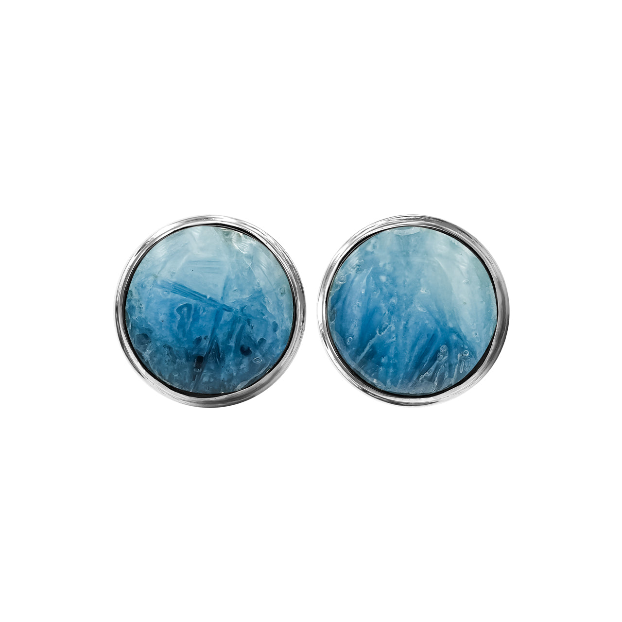Starborn Gemstone Round 10 mm Double Bezel Set Post Earrings in Sterling Silver