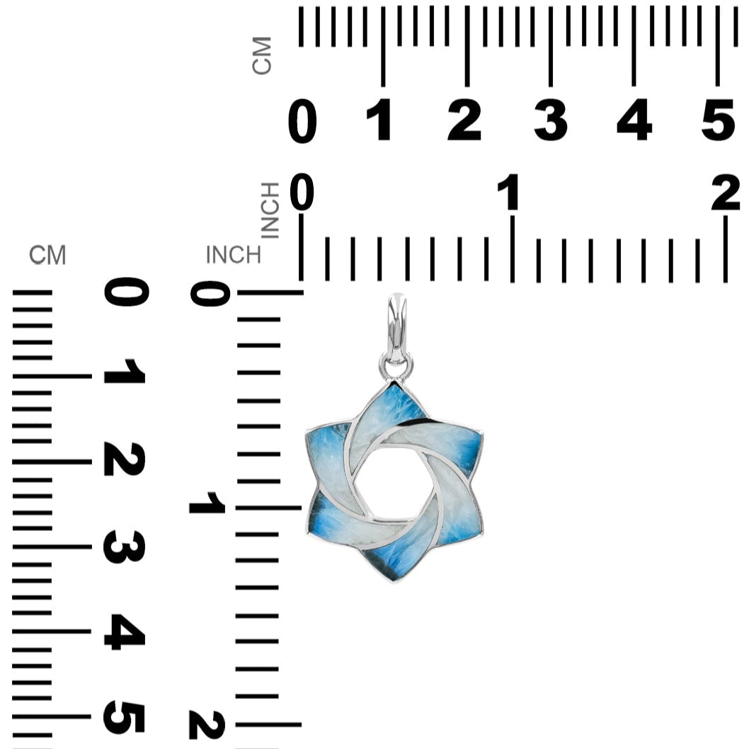 Colgante con forma de estrella de seis puntas y esfera de piedras preciosas en plata de ley
