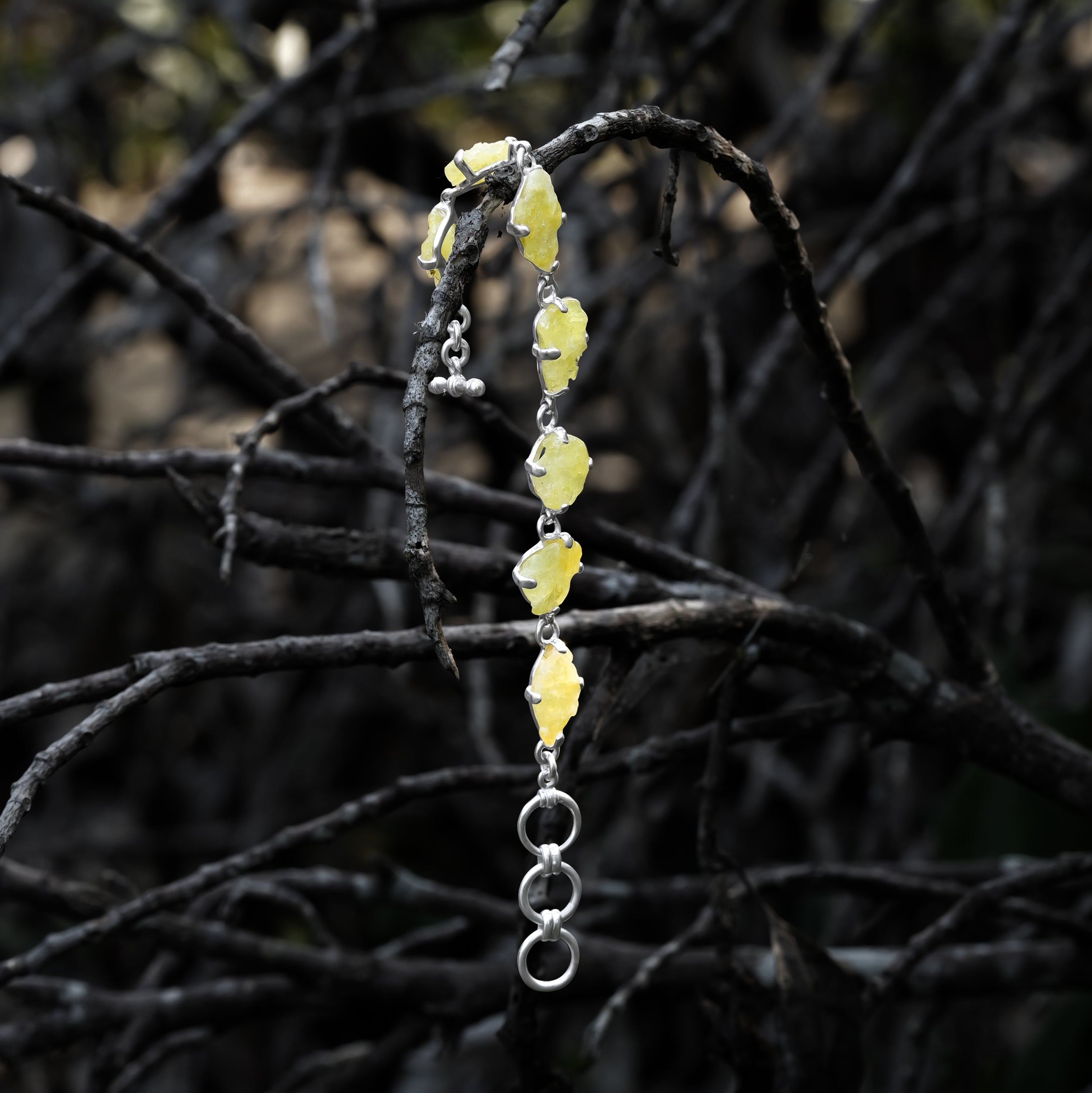 Starborn Rough Brucite Bracelet in Sterling Silver