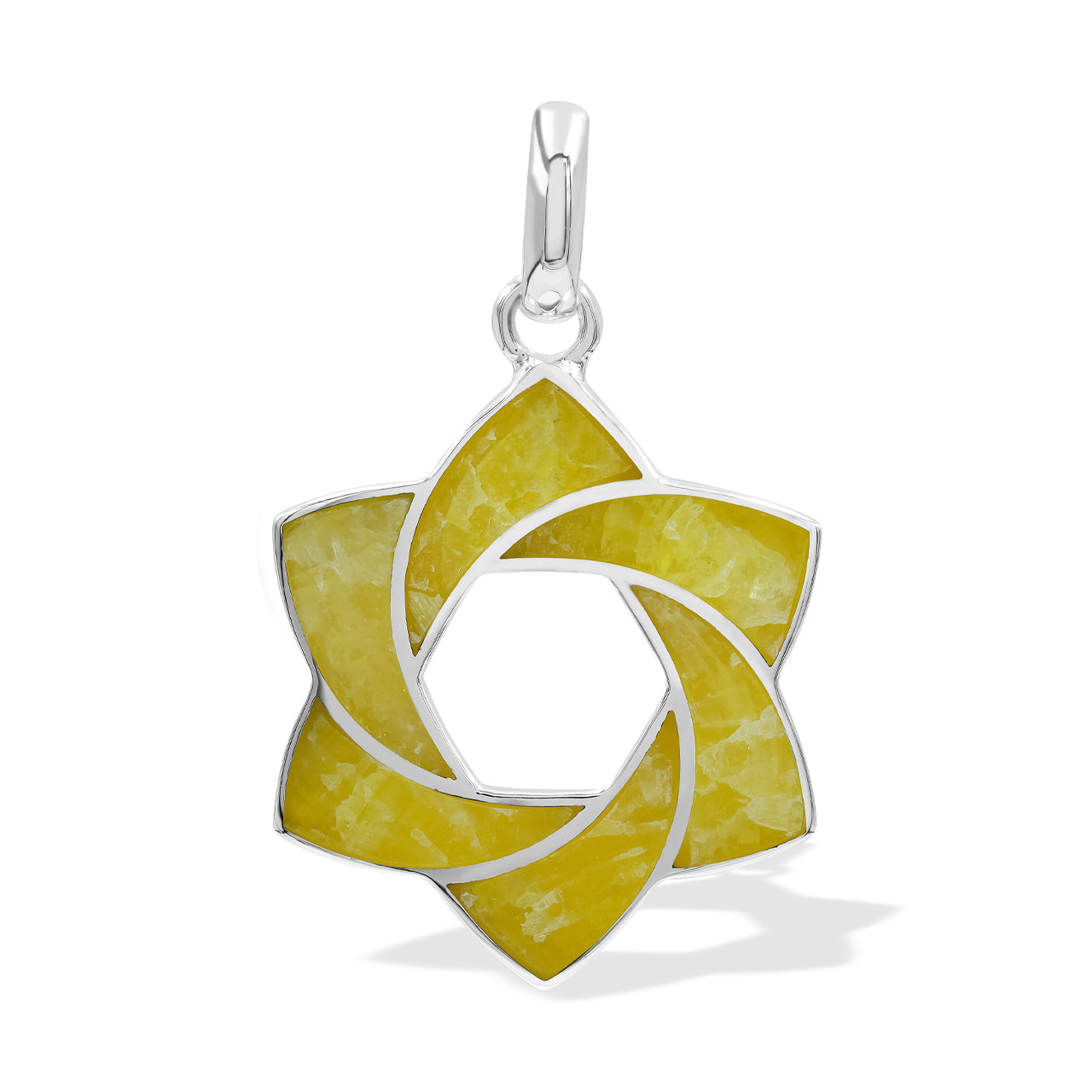 Colgante con forma de estrella de seis puntas y esfera de piedras preciosas en plata de ley
