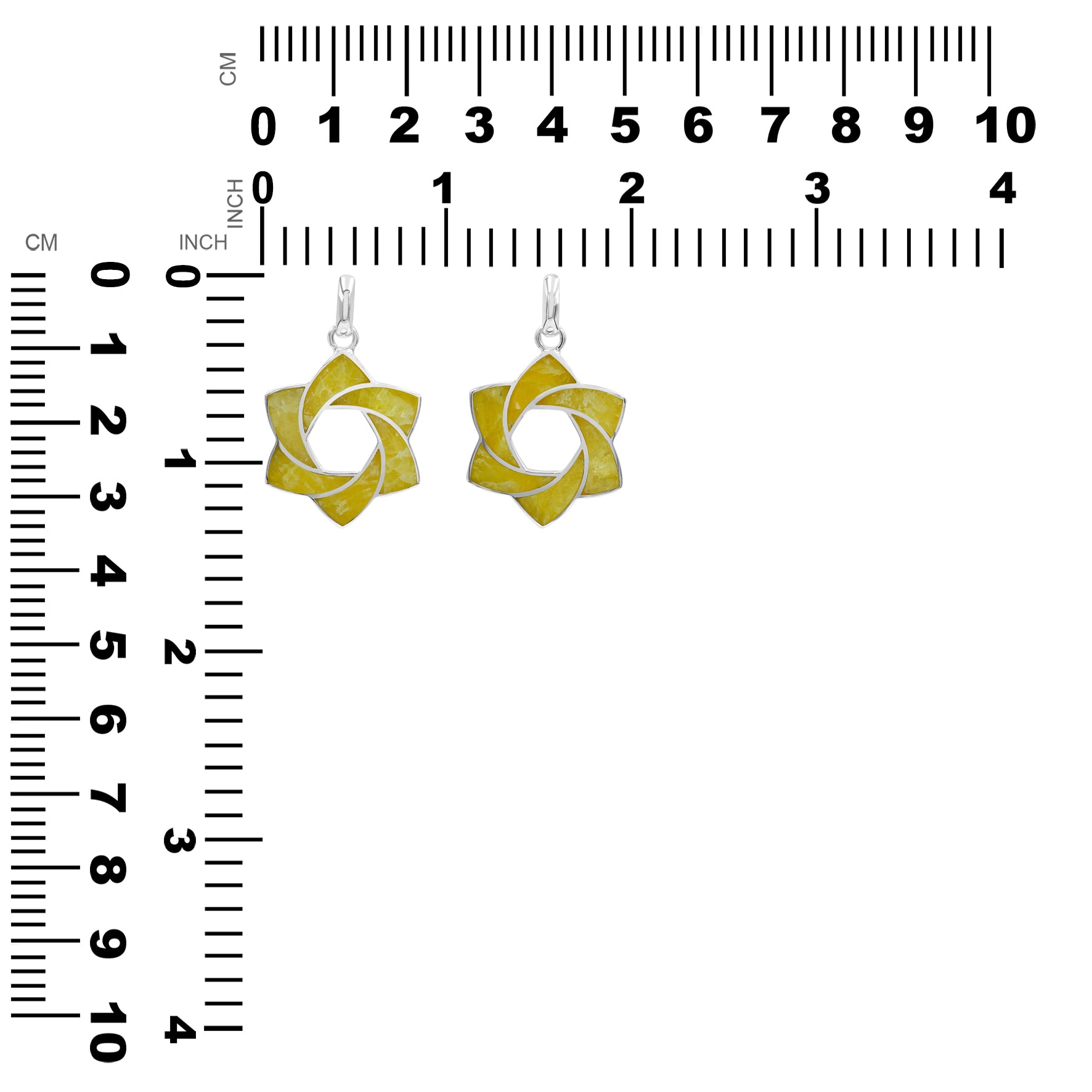 Colgante con forma de estrella de seis puntas y esfera de piedras preciosas en plata de ley