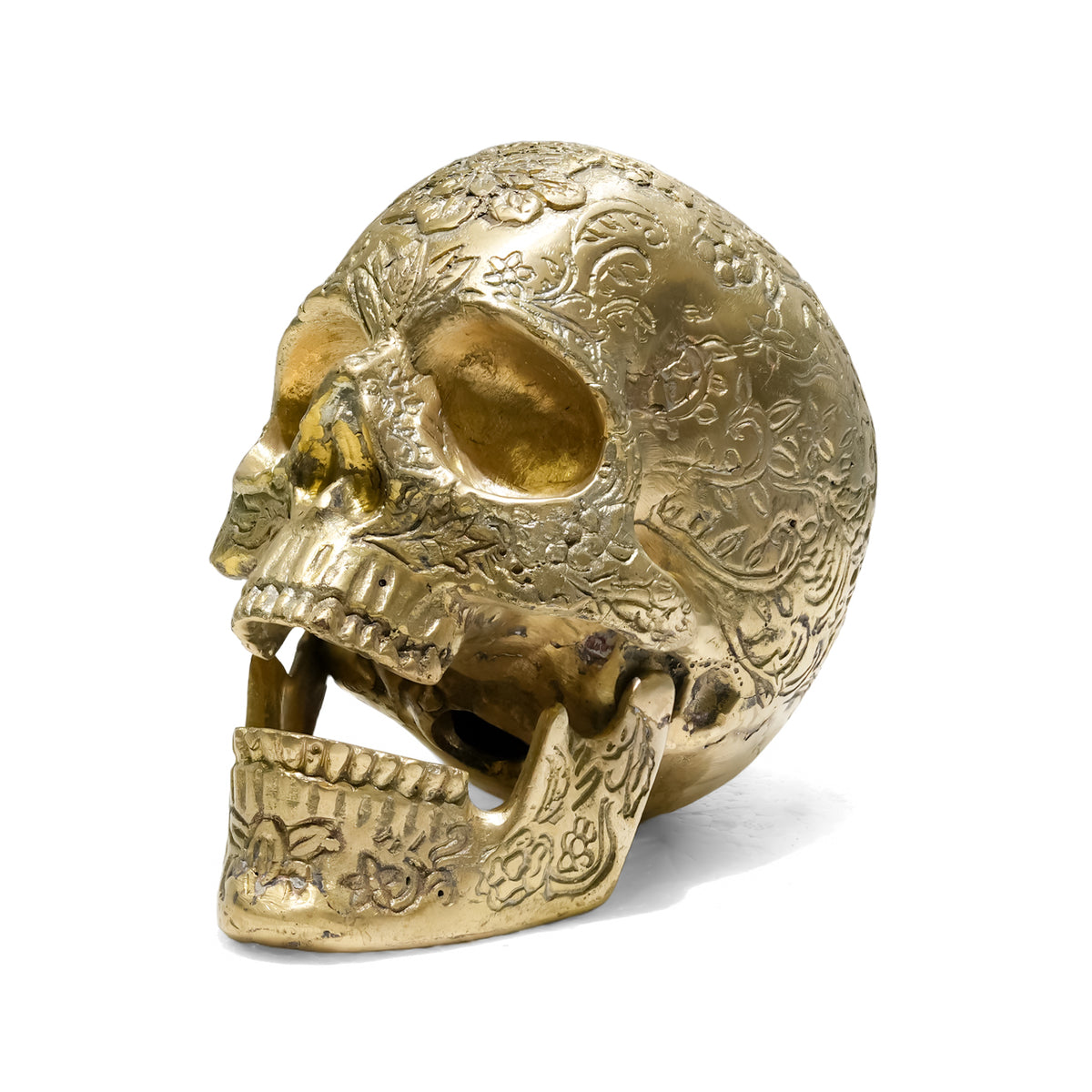  Starborn Gold Skull Bronze Statue with Intricate Details