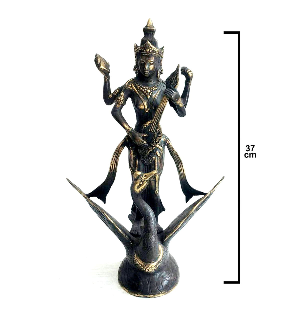 Starborn Saraswati Göttin auf Schwan Dekorative Messingstatue