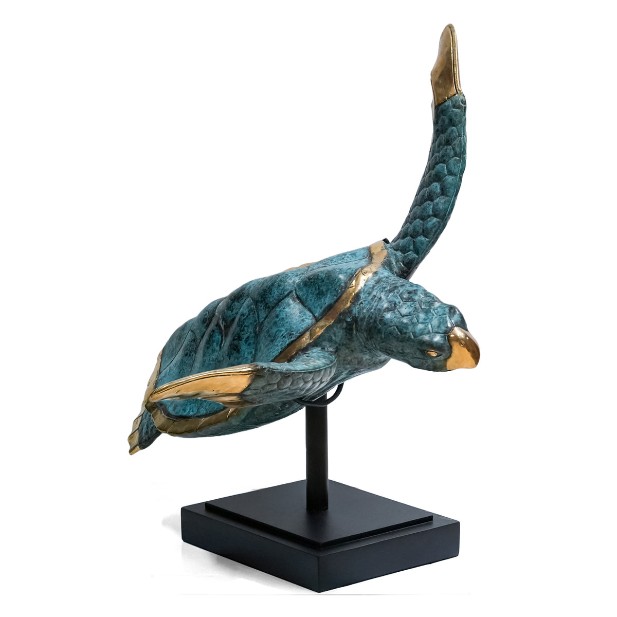 Starborn Blue Turtle Pair Decorative Bronze Statue with Stand - Small