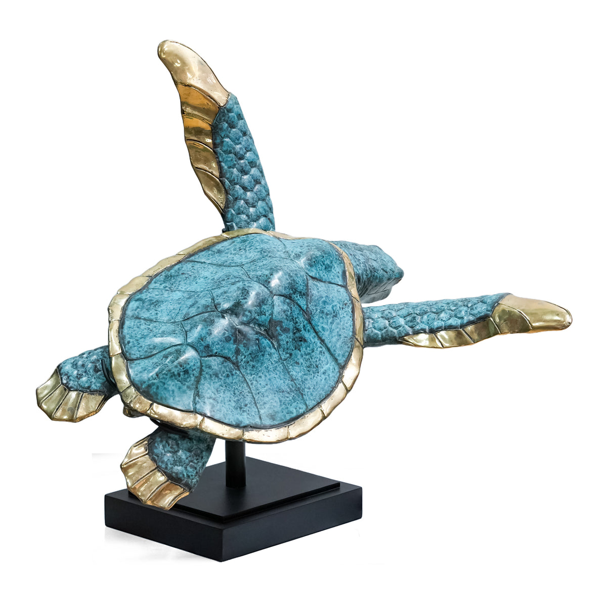 Starborn Blue Turtle Pair Decorative Bronze Statue with Stand - Small