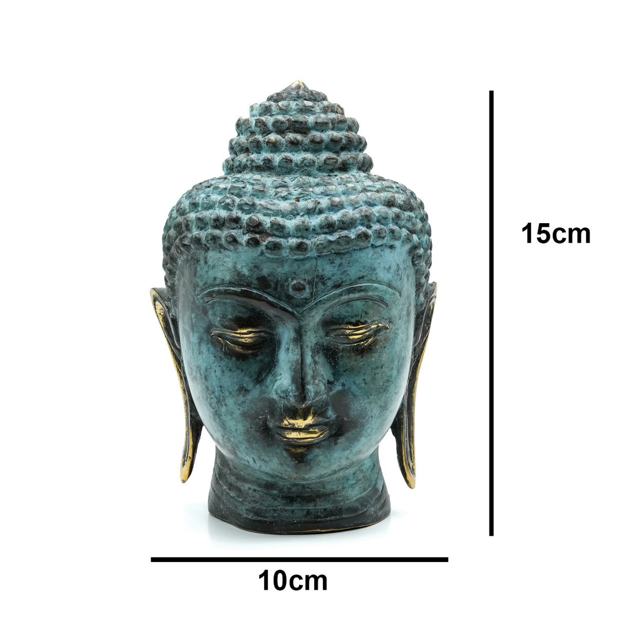 Starborn Buddha Head Blue Turquoise Bronze Statue