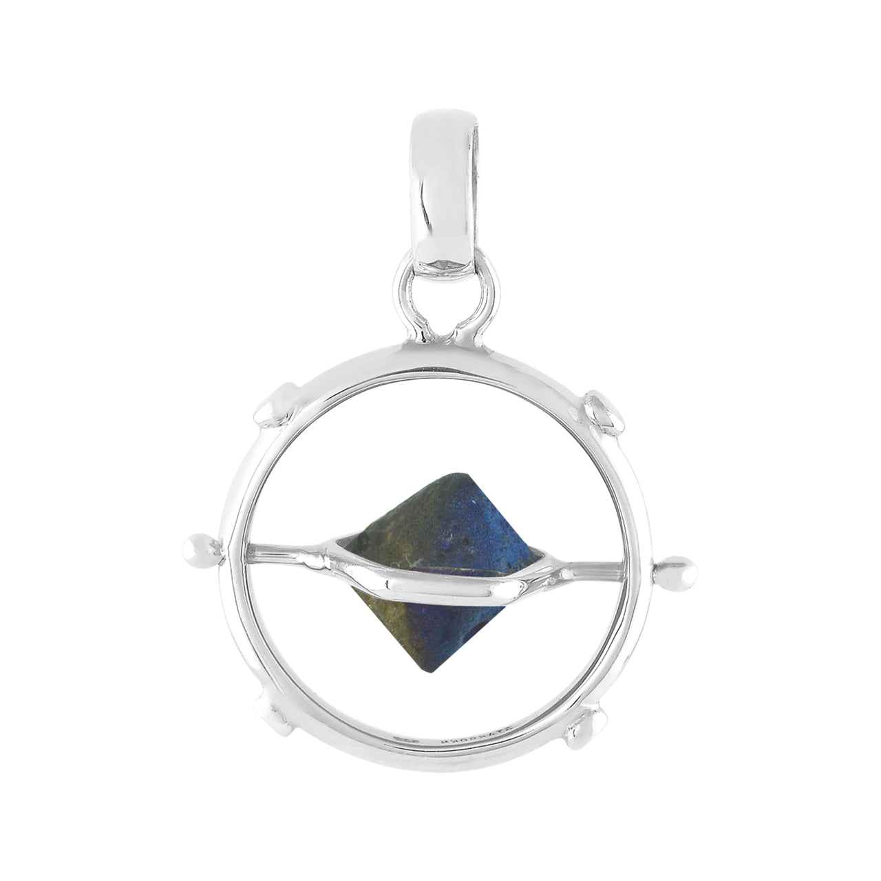 Starborn Small Beta Quartz Crystal Spinner Pendant in Sterling Silver