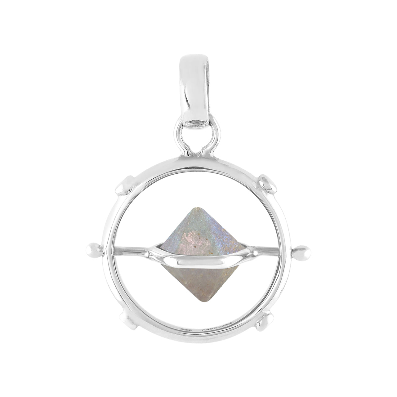 Starborn Small Beta Quartz Crystal Spinner Pendant in Sterling Silver